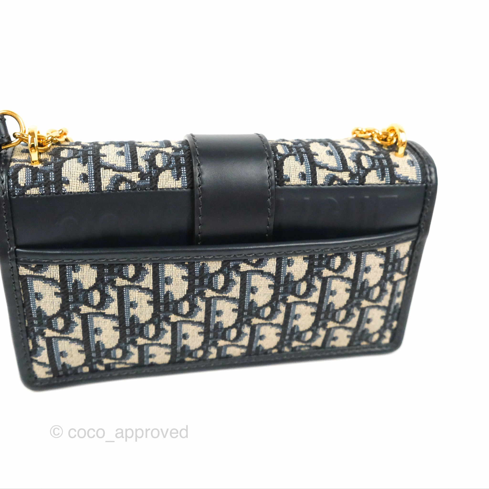 Dior 30 Montaigne East-West Bag With Chain Blue Dior Oblique Jacquard