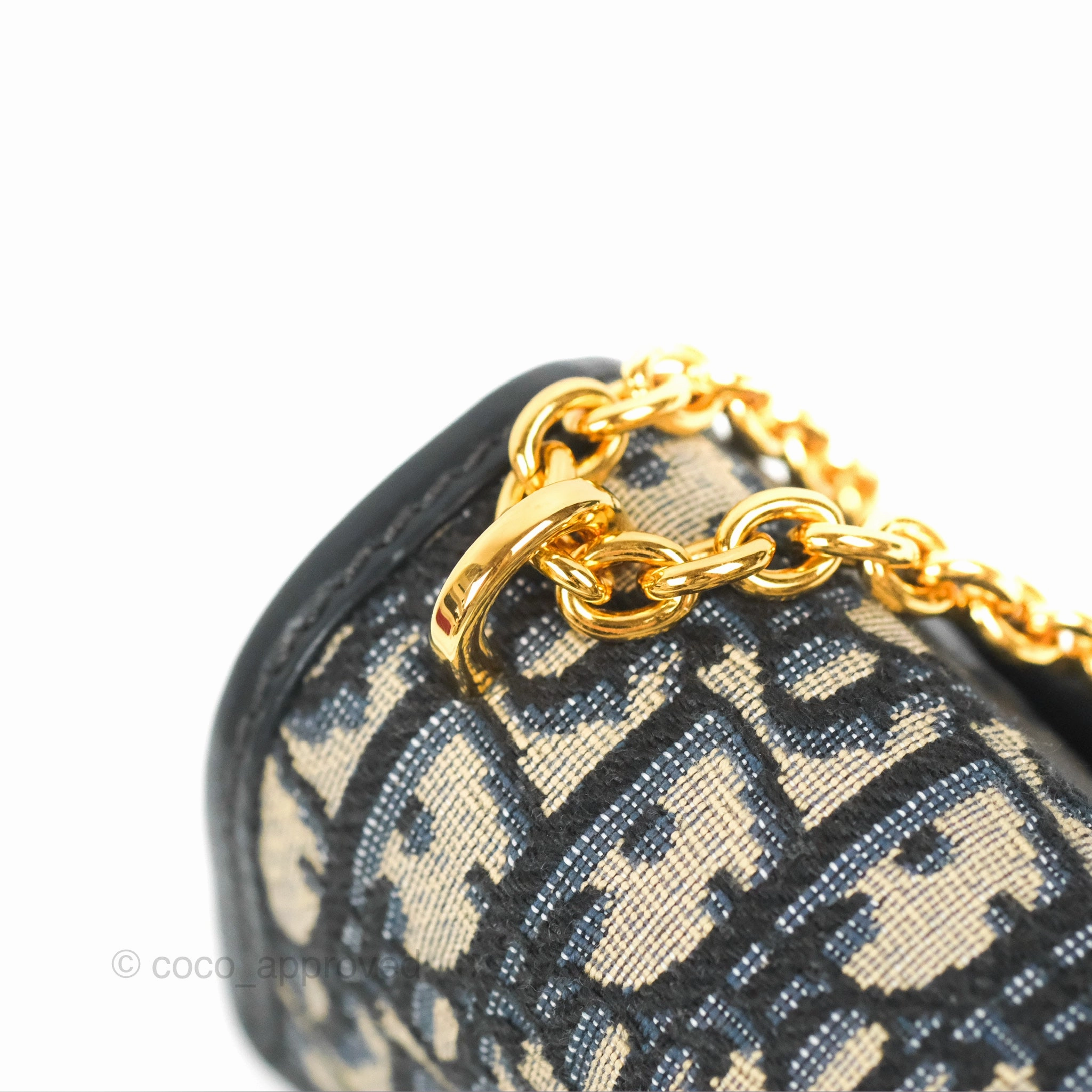Dior 30 Montaigne East-West Bag With Chain Blue Dior Oblique Jacquard