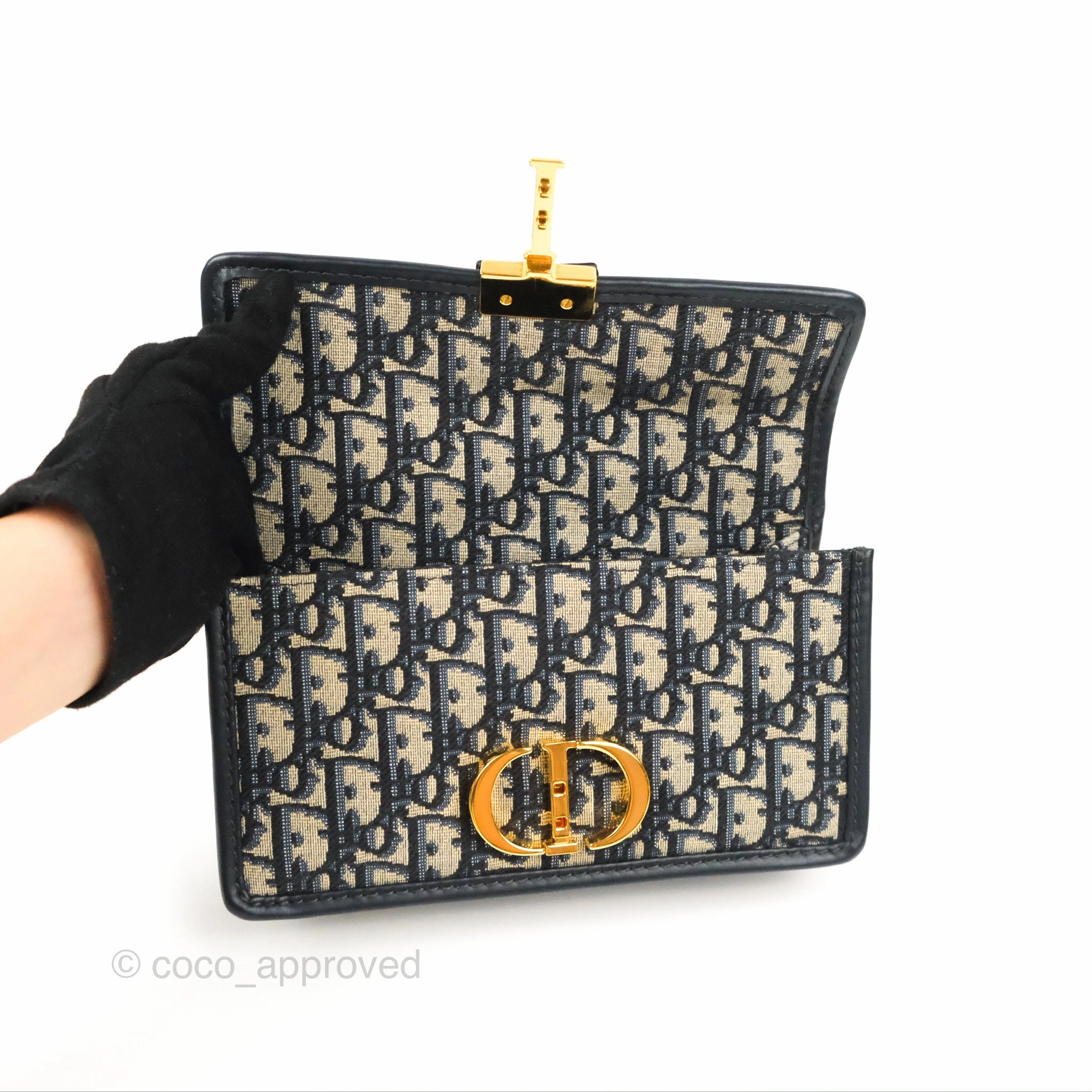 Dior 30 Montaigne East-West Bag With Chain Blue Dior Oblique Jacquard