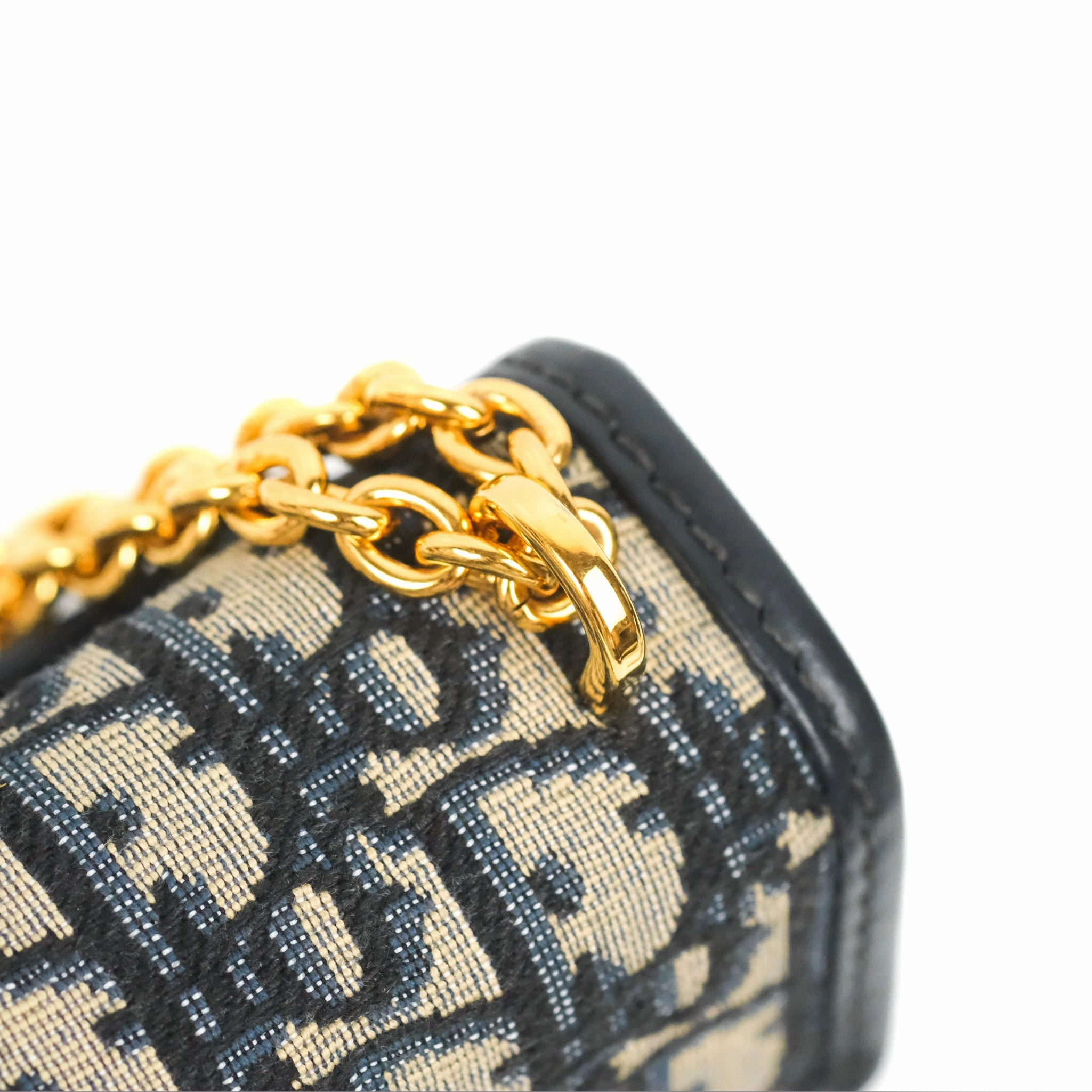 Dior 30 Montaigne East-West Bag With Chain Blue Dior Oblique Jacquard