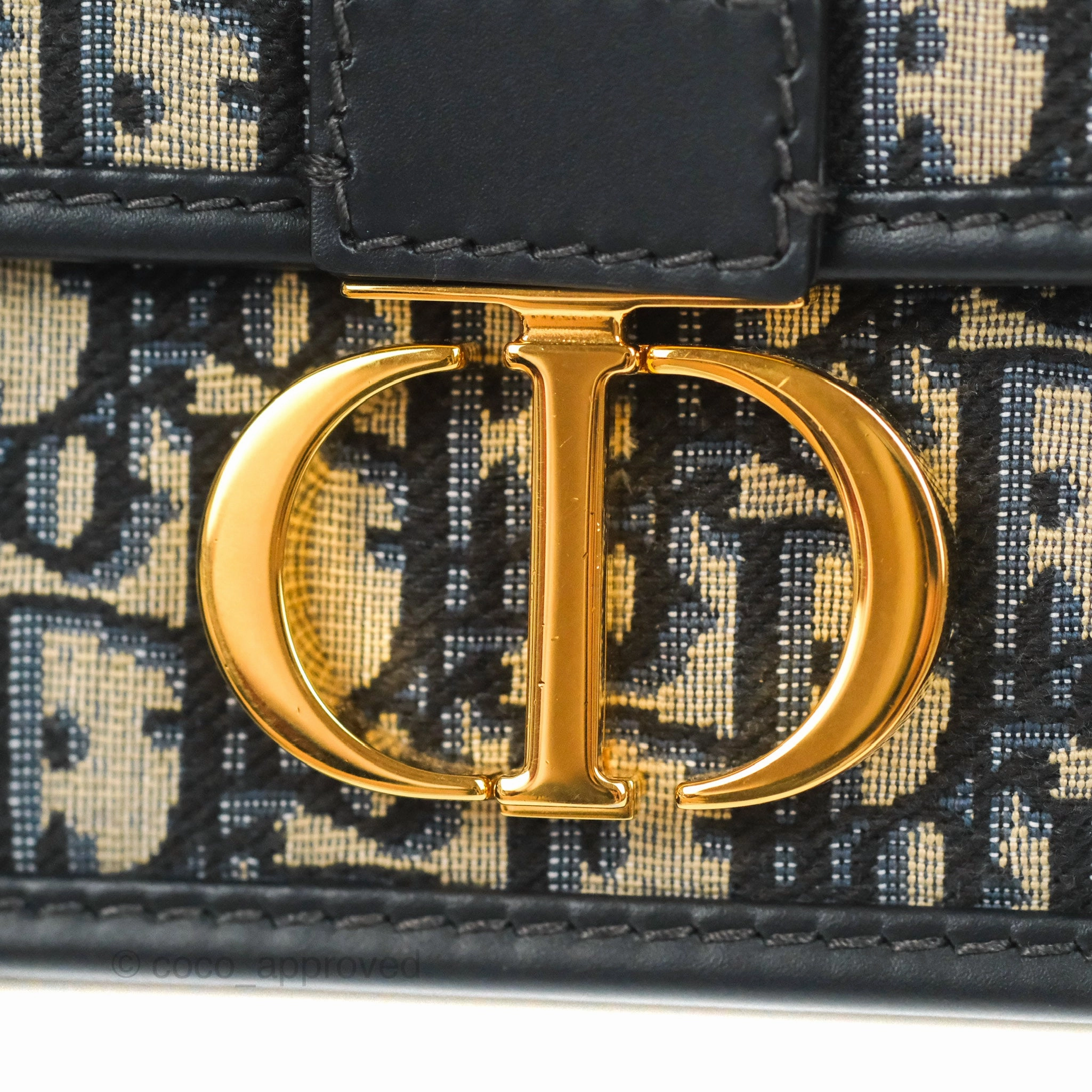 Dior 30 Montaigne East-West Bag With Chain Blue Dior Oblique Jacquard