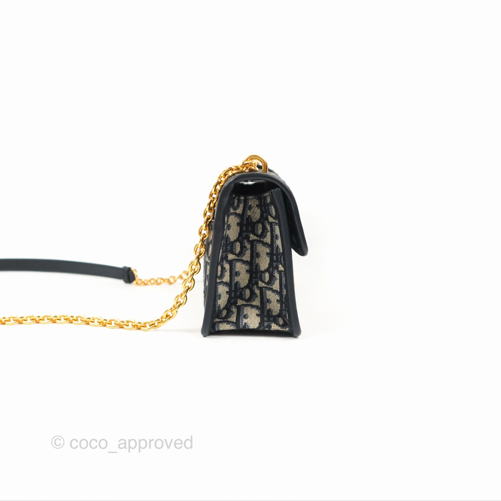 Dior 30 Montaigne East-West Bag With Chain Blue Dior Oblique Jacquard