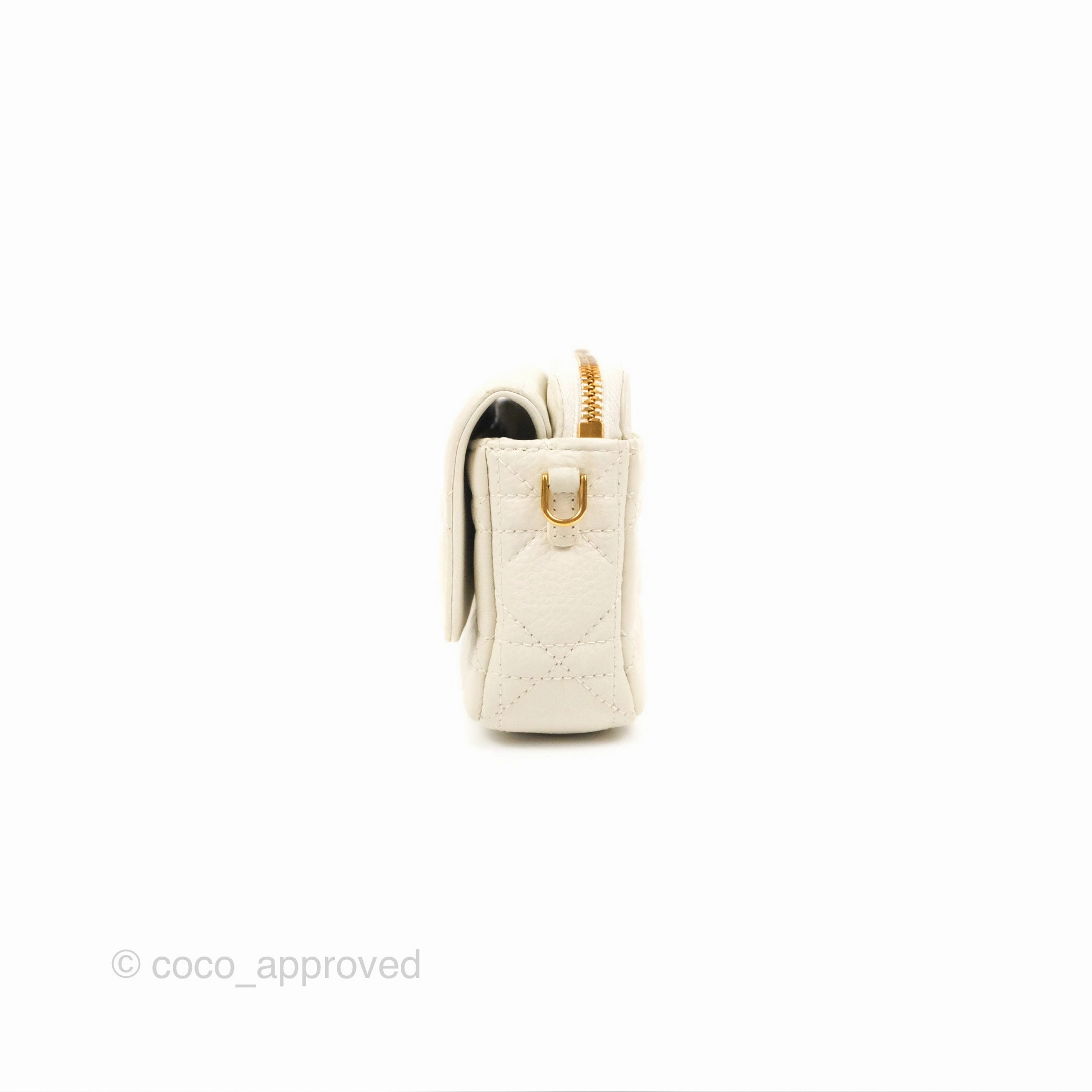Dior Caro Pouch with Chain Latte Supple Cannage Calfskin