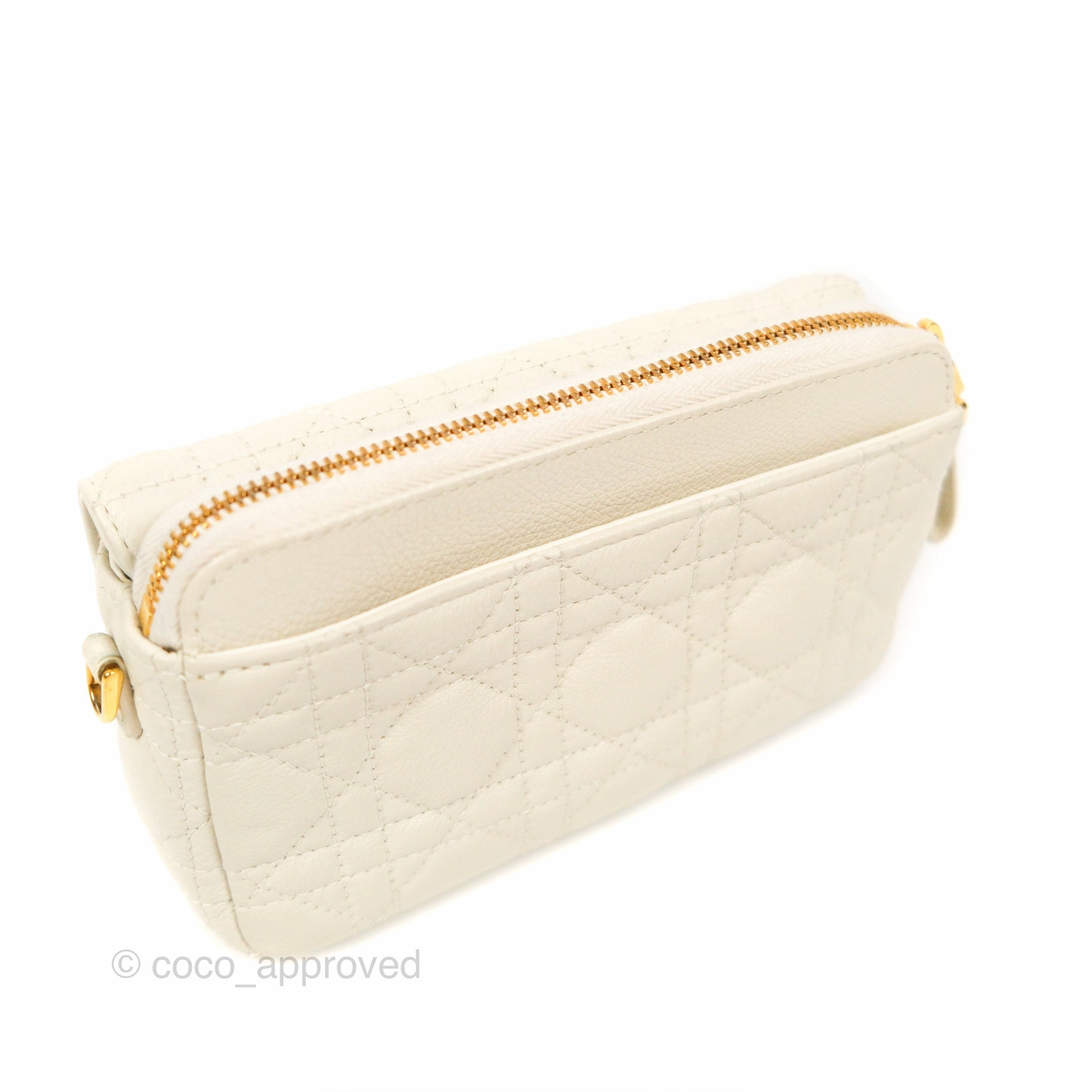 Dior Caro Pouch with Chain Latte Supple Cannage Calfskin