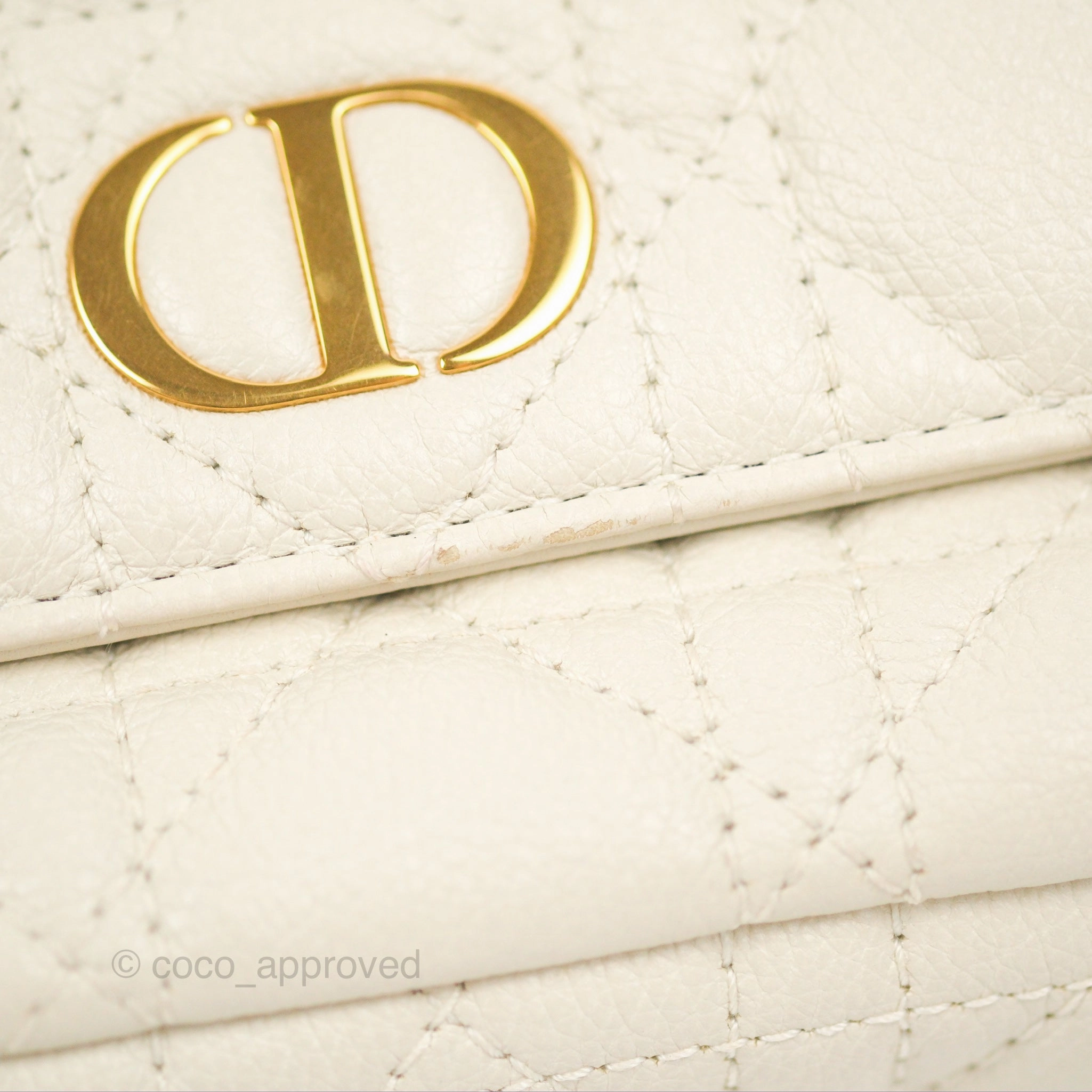 Dior Caro Pouch with Chain Latte Supple Cannage Calfskin