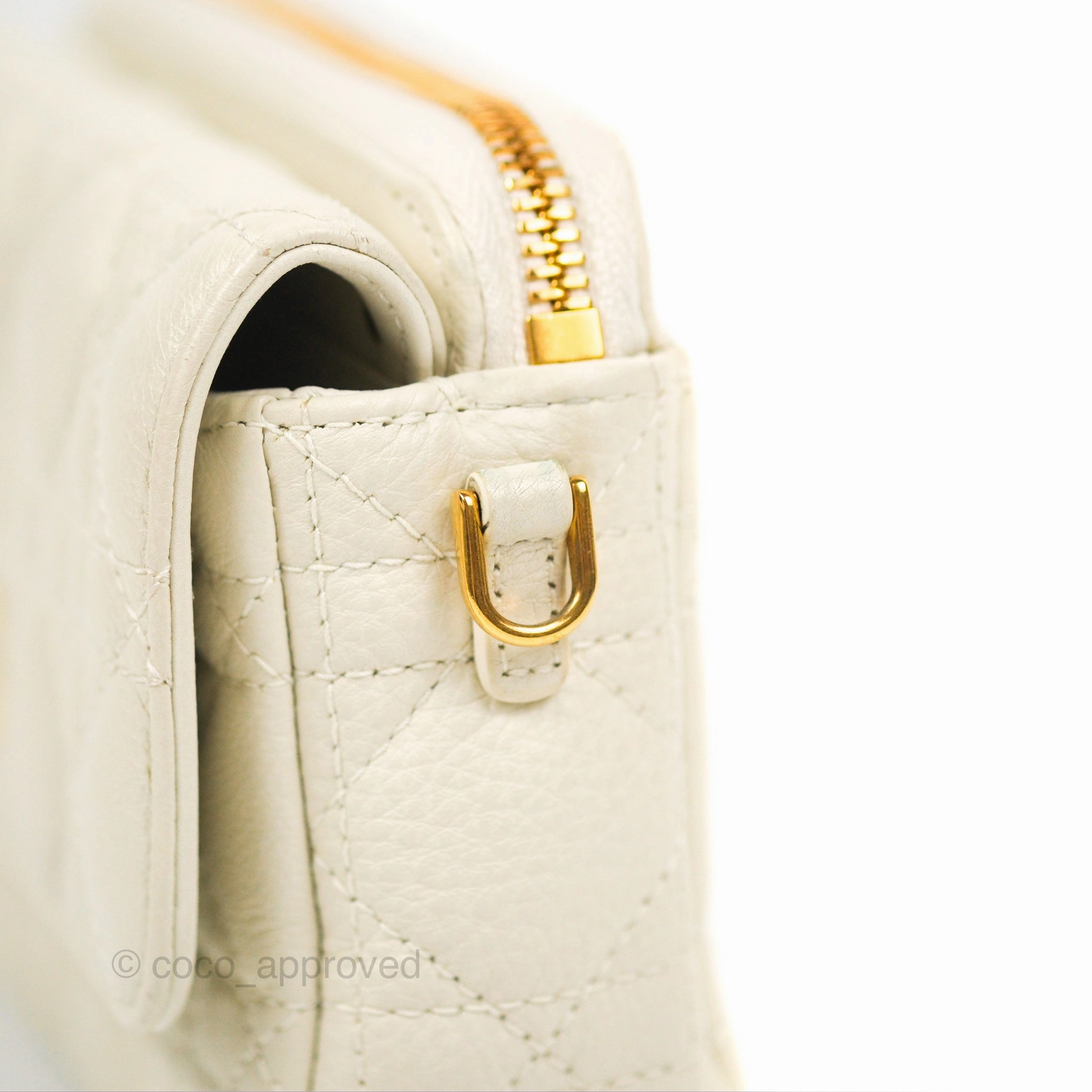 Dior Caro Pouch with Chain Latte Supple Cannage Calfskin