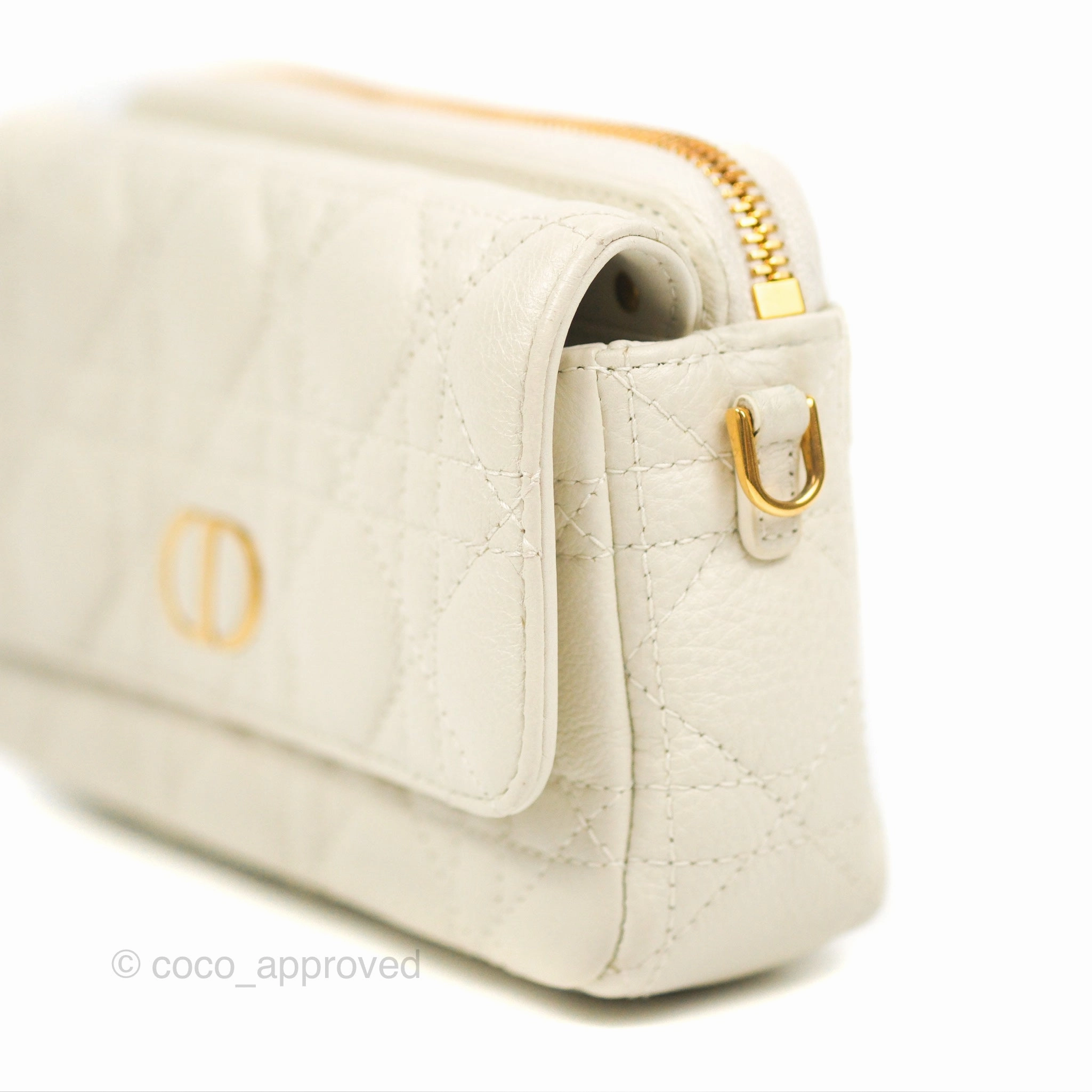 Dior Caro Pouch with Chain Latte Supple Cannage Calfskin