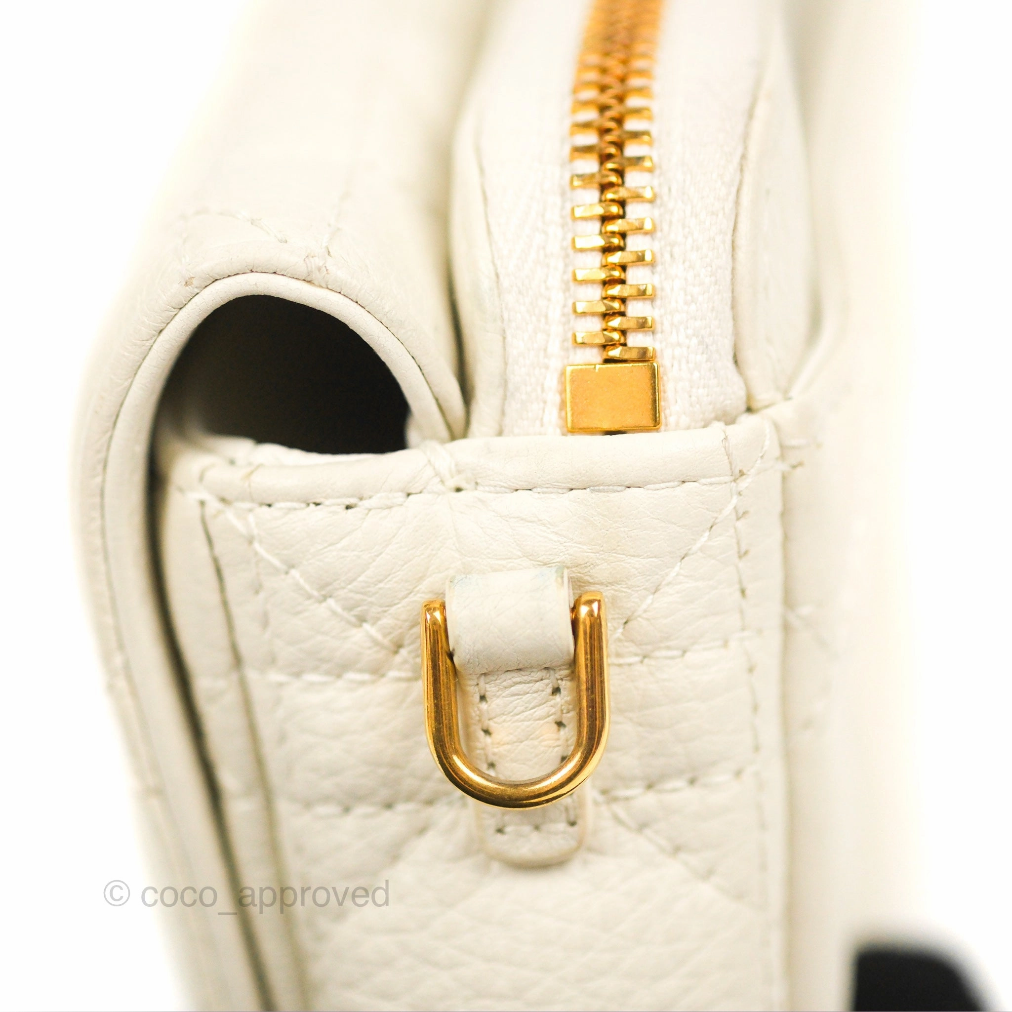 Dior Caro Pouch with Chain Latte Supple Cannage Calfskin