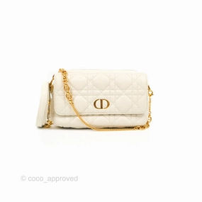 Dior Caro Pouch with Chain Latte Supple Cannage Calfskin