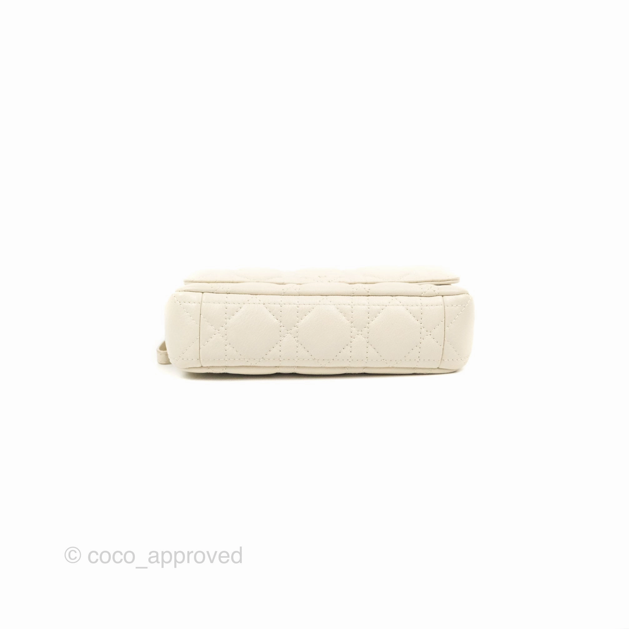Dior Caro Pouch with Chain Latte Supple Cannage Calfskin