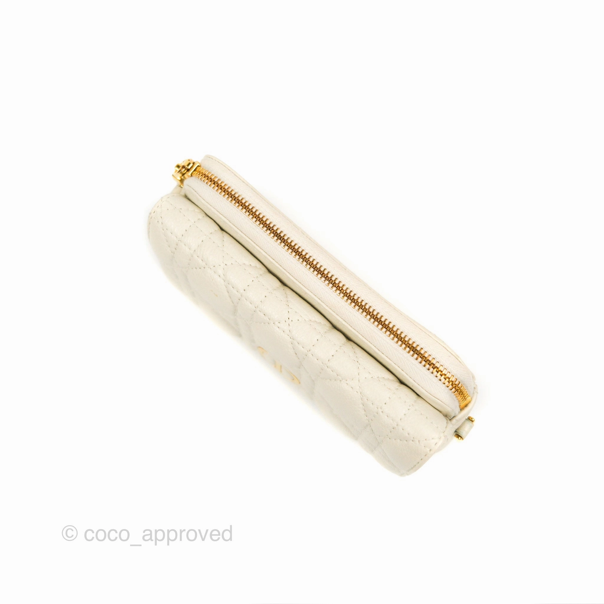 Dior Caro Pouch with Chain Latte Supple Cannage Calfskin
