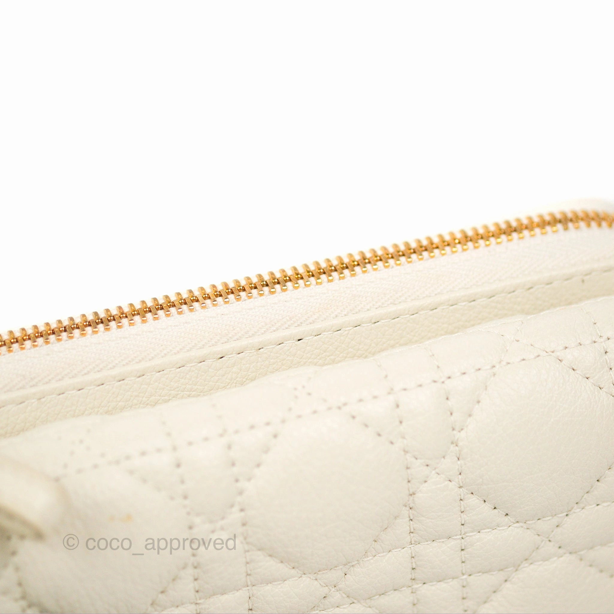 Dior Caro Pouch with Chain Latte Supple Cannage Calfskin
