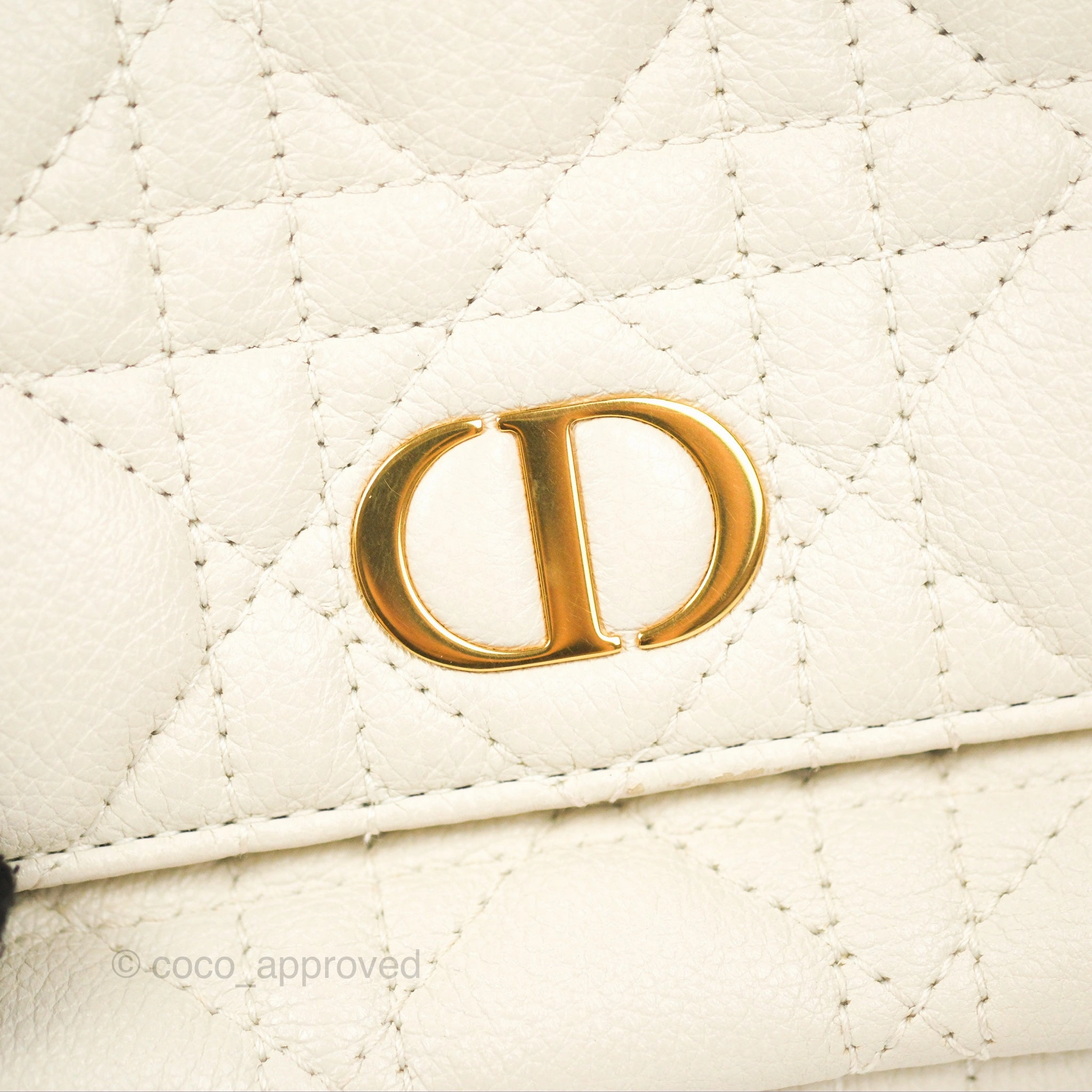 Dior Caro Pouch with Chain Latte Supple Cannage Calfskin