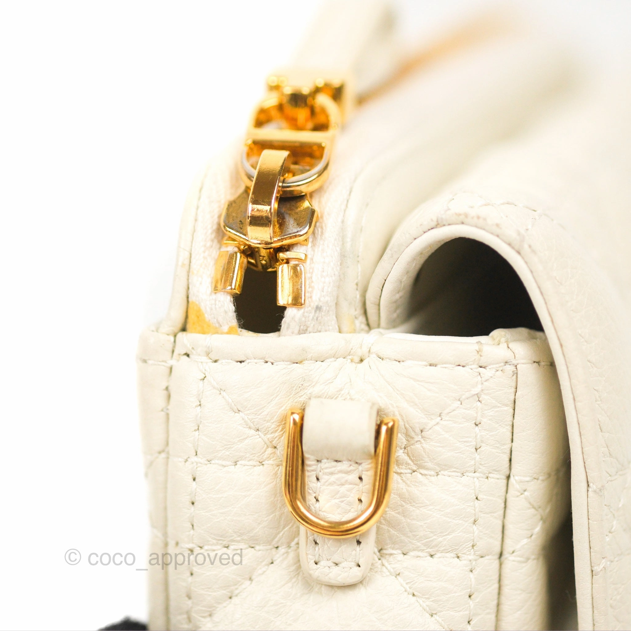 Dior Caro Pouch with Chain Latte Supple Cannage Calfskin