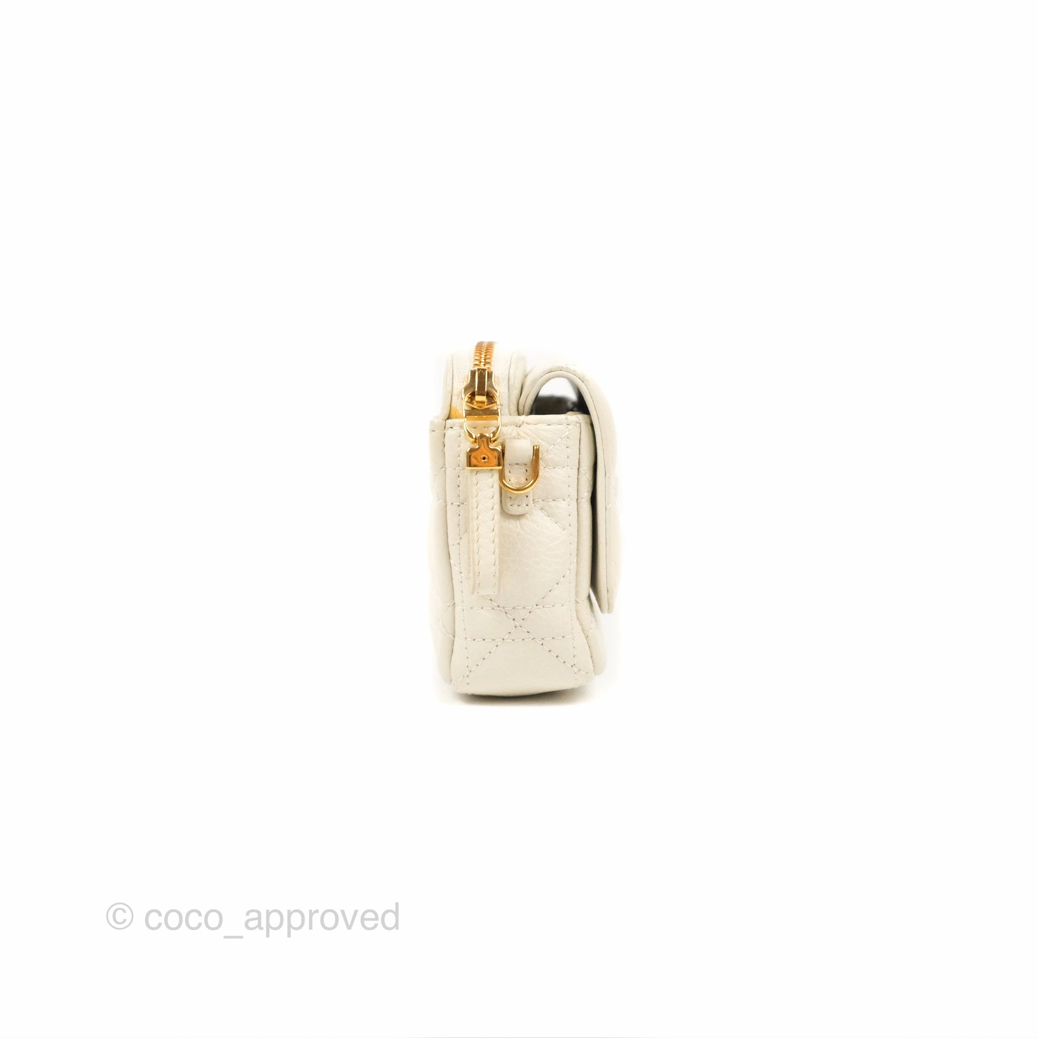 Dior Caro Pouch with Chain Latte Supple Cannage Calfskin
