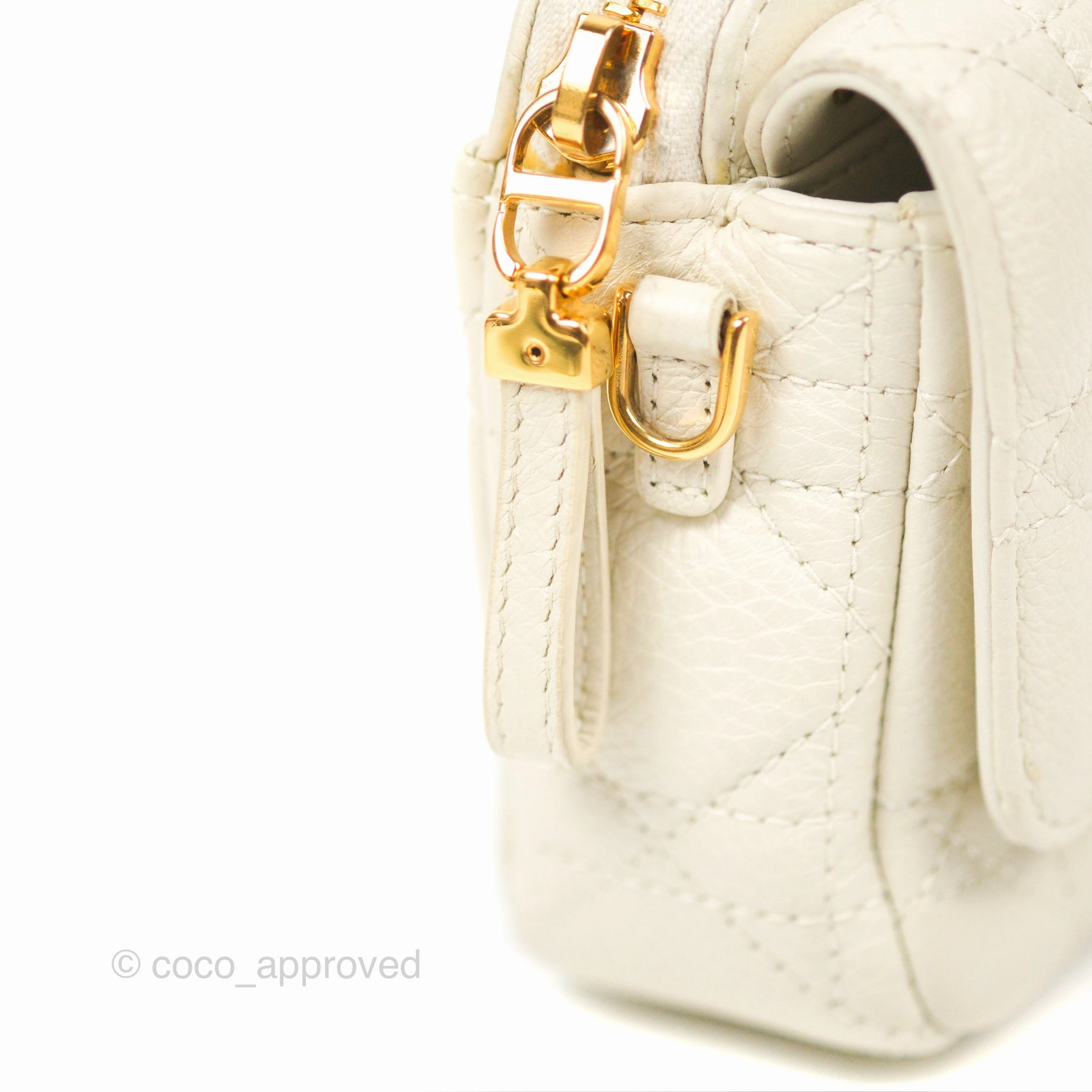 Dior Caro Pouch with Chain Latte Supple Cannage Calfskin