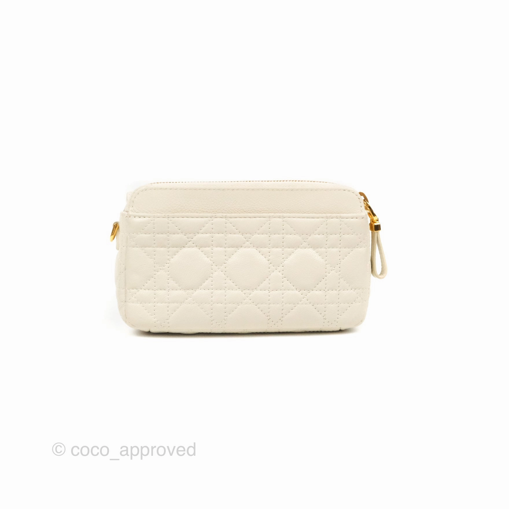Dior Caro Pouch with Chain Latte Supple Cannage Calfskin