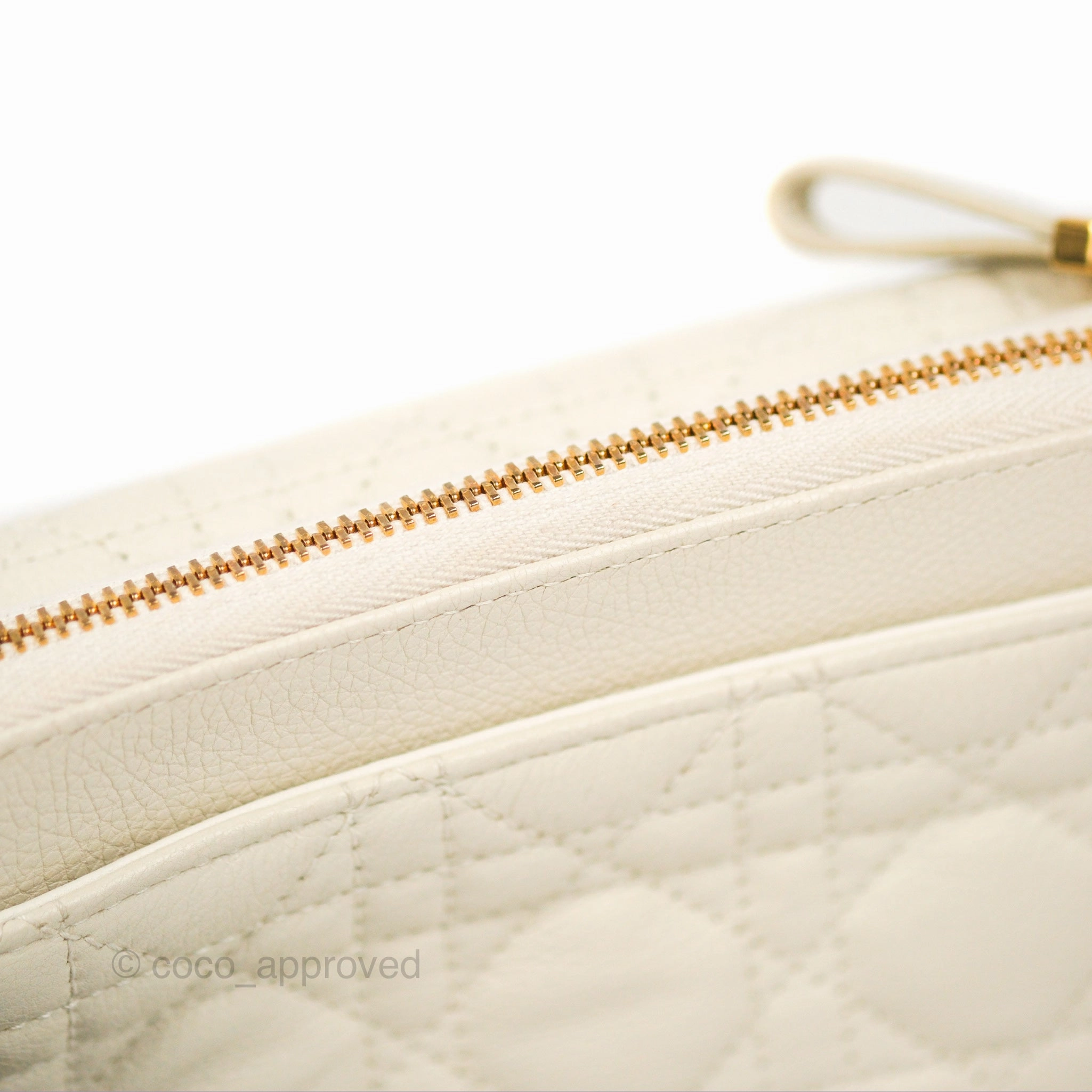 Dior Caro Pouch with Chain Latte Supple Cannage Calfskin