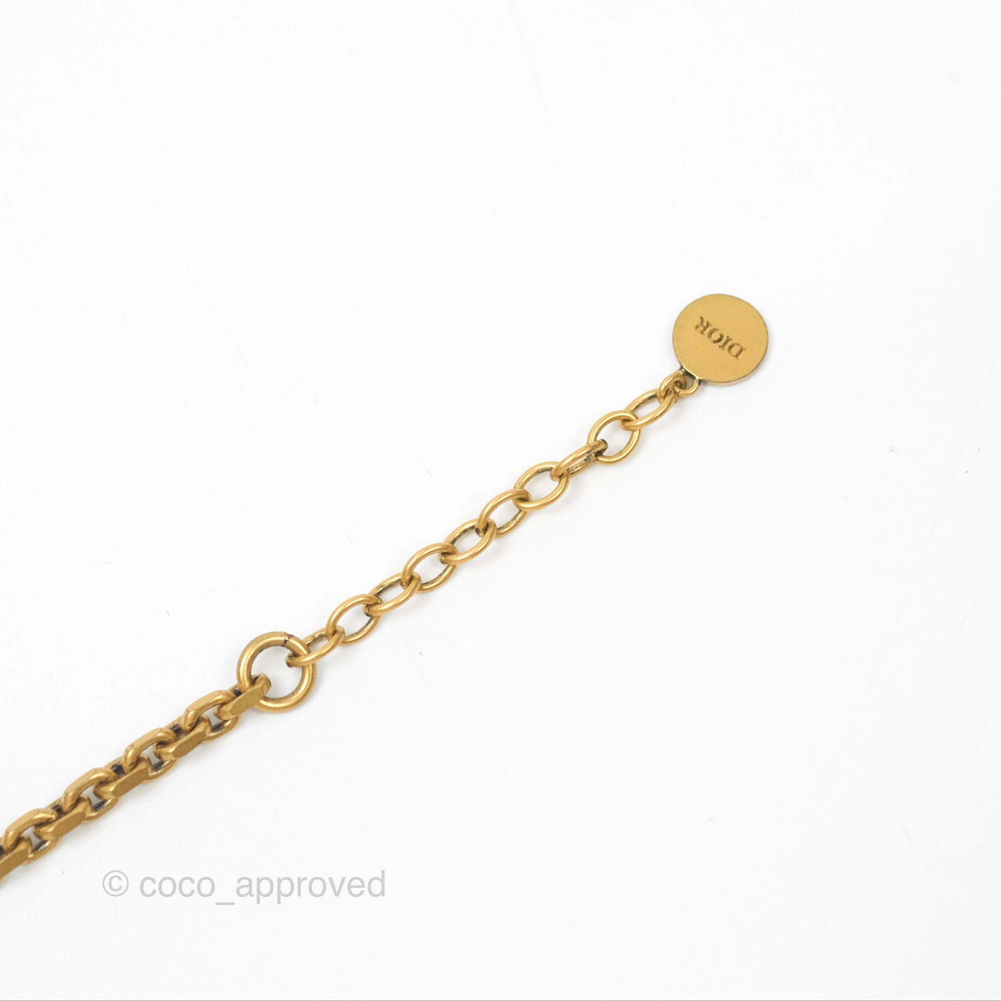 Dior CD Star Chain Choker Necklace Antique Gold Tone