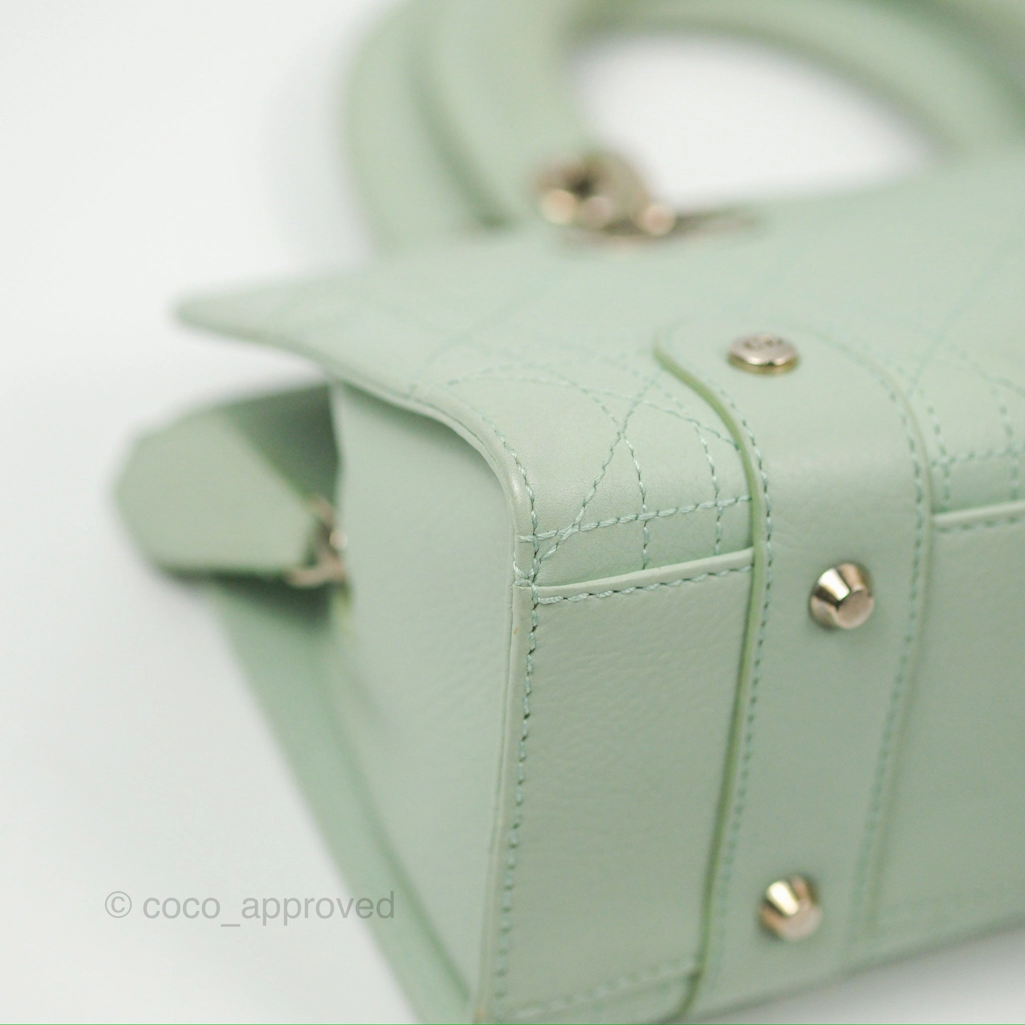 Dior East West Lady Dior Mint Green Calfskin Silver Hardware
