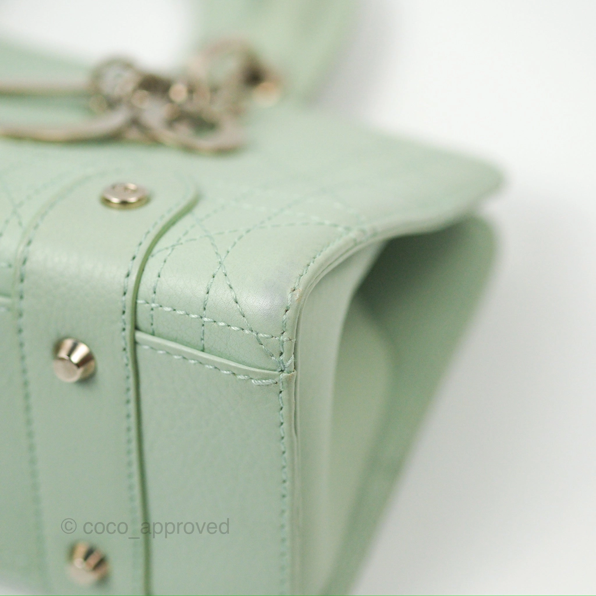 Dior East West Lady Dior Mint Green Calfskin Silver Hardware