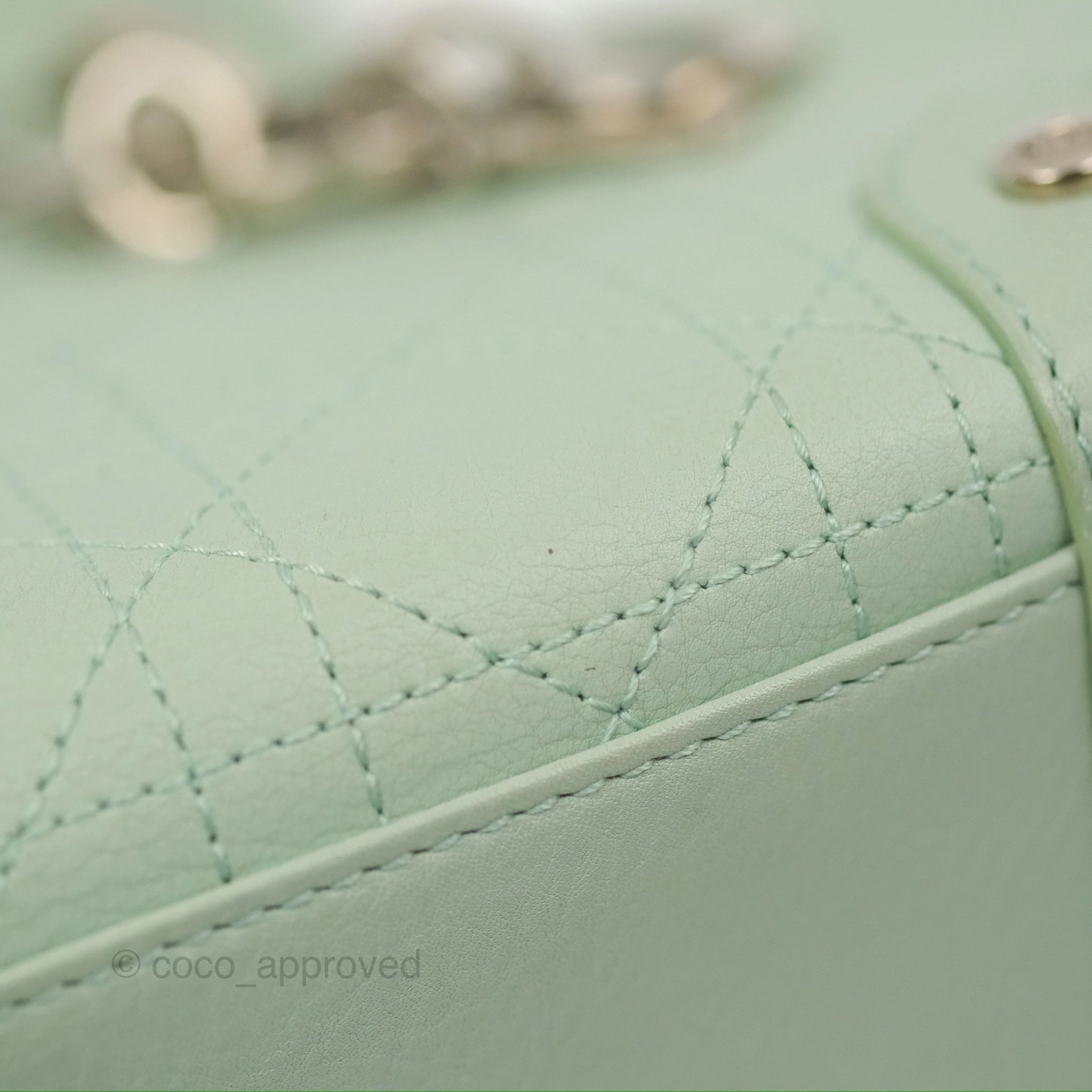 Dior East West Lady Dior Mint Green Calfskin Silver Hardware