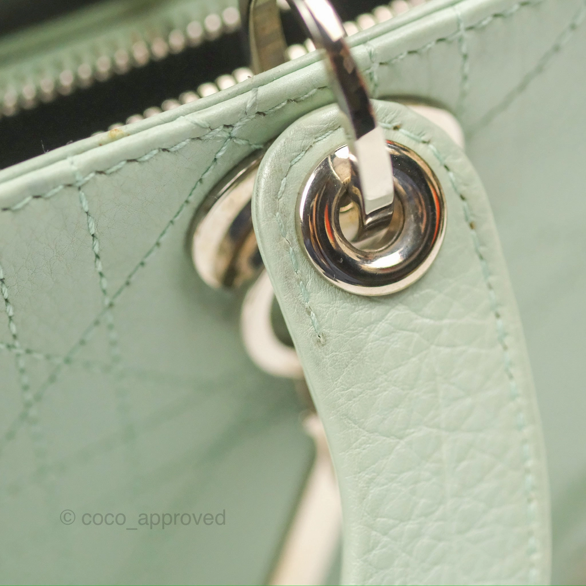 Dior East West Lady Dior Mint Green Calfskin Silver Hardware
