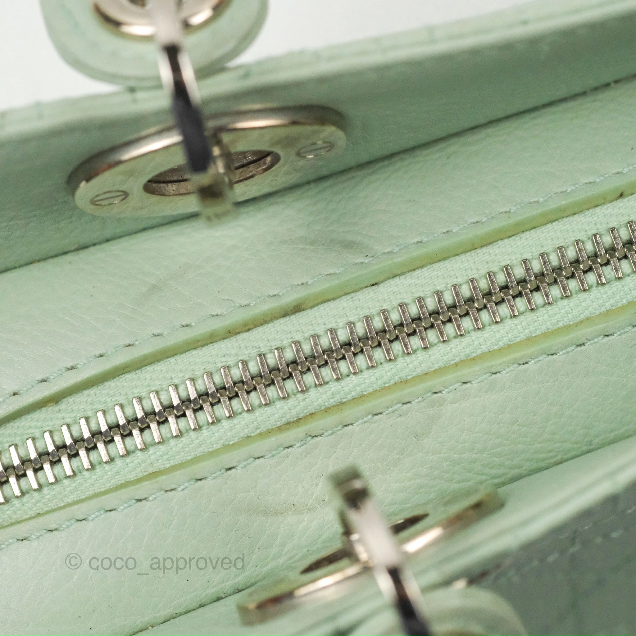 Dior East West Lady Dior Mint Green Calfskin Silver Hardware
