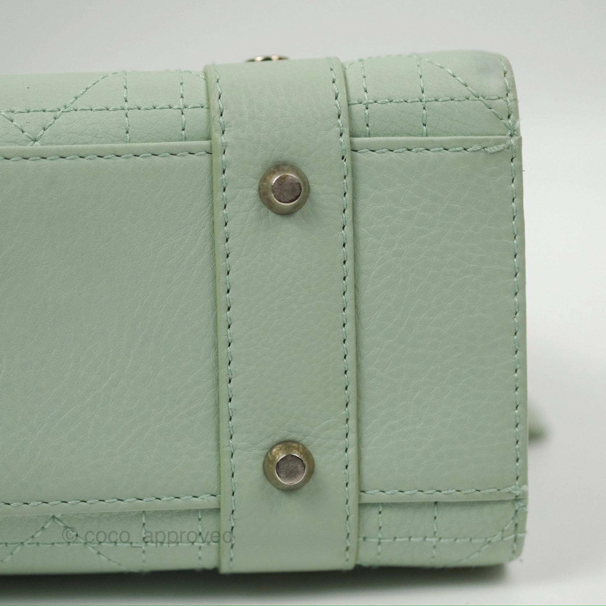 Dior East West Lady Dior Mint Green Calfskin Silver Hardware