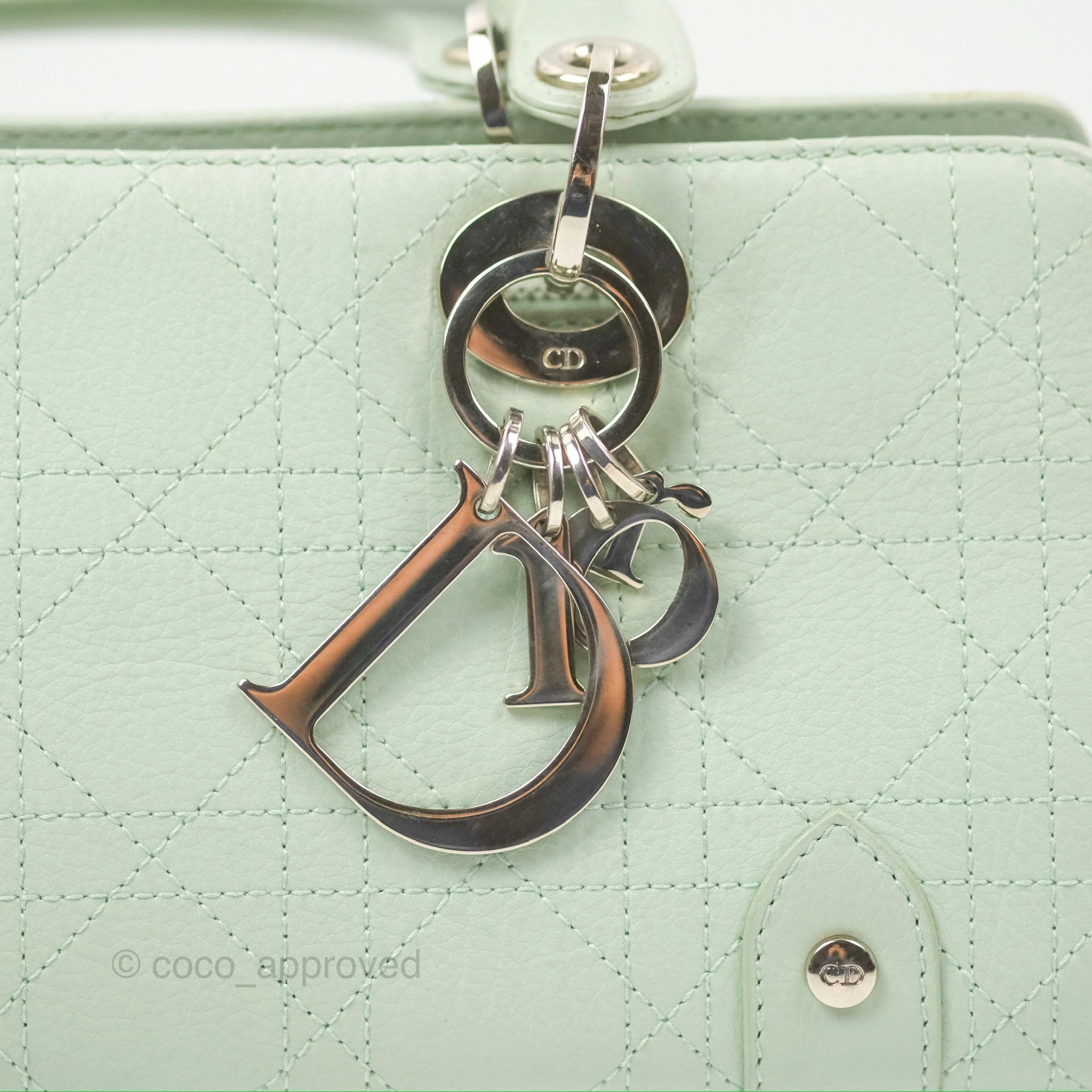Dior East West Lady Dior Mint Green Calfskin Silver Hardware