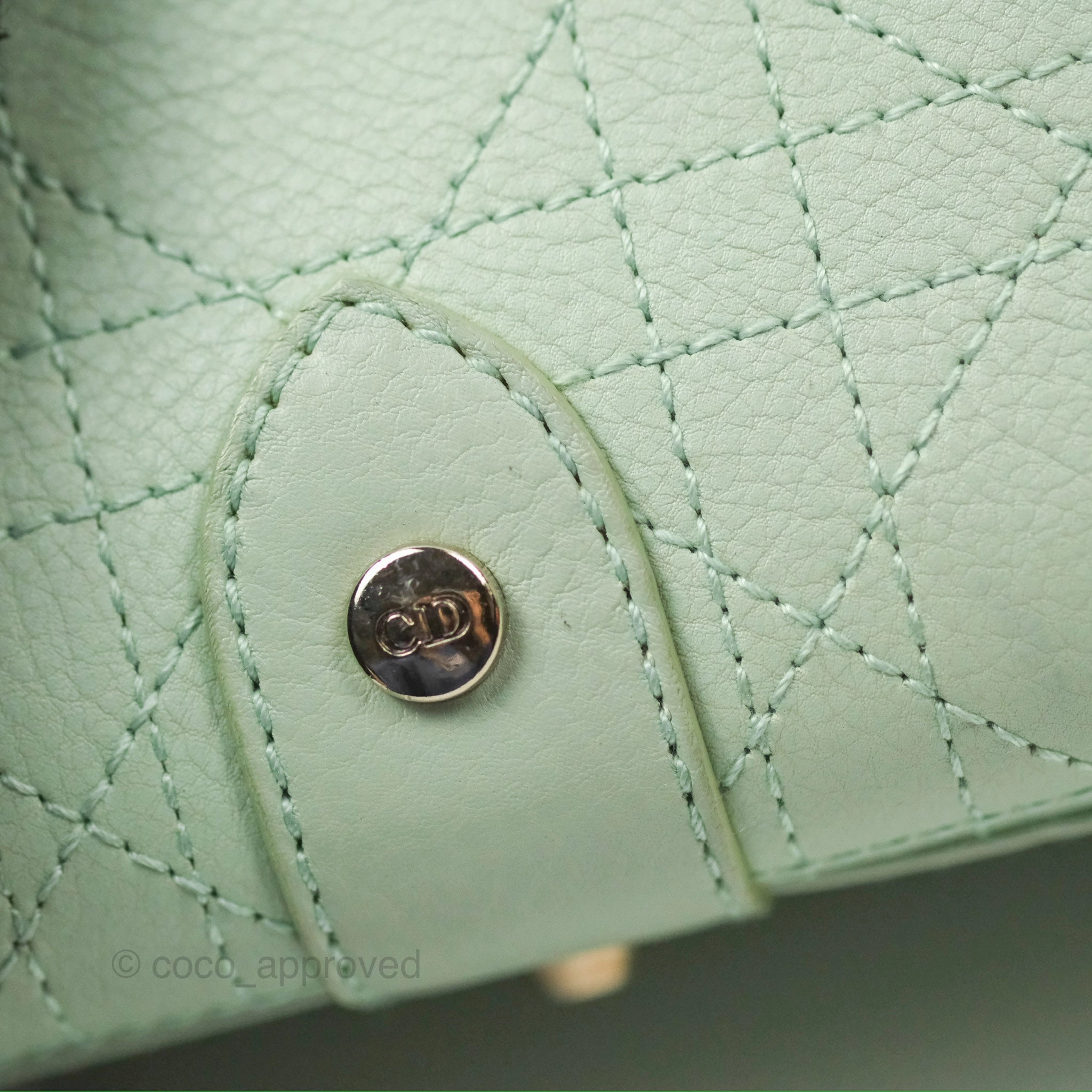 Dior East West Lady Dior Mint Green Calfskin Silver Hardware