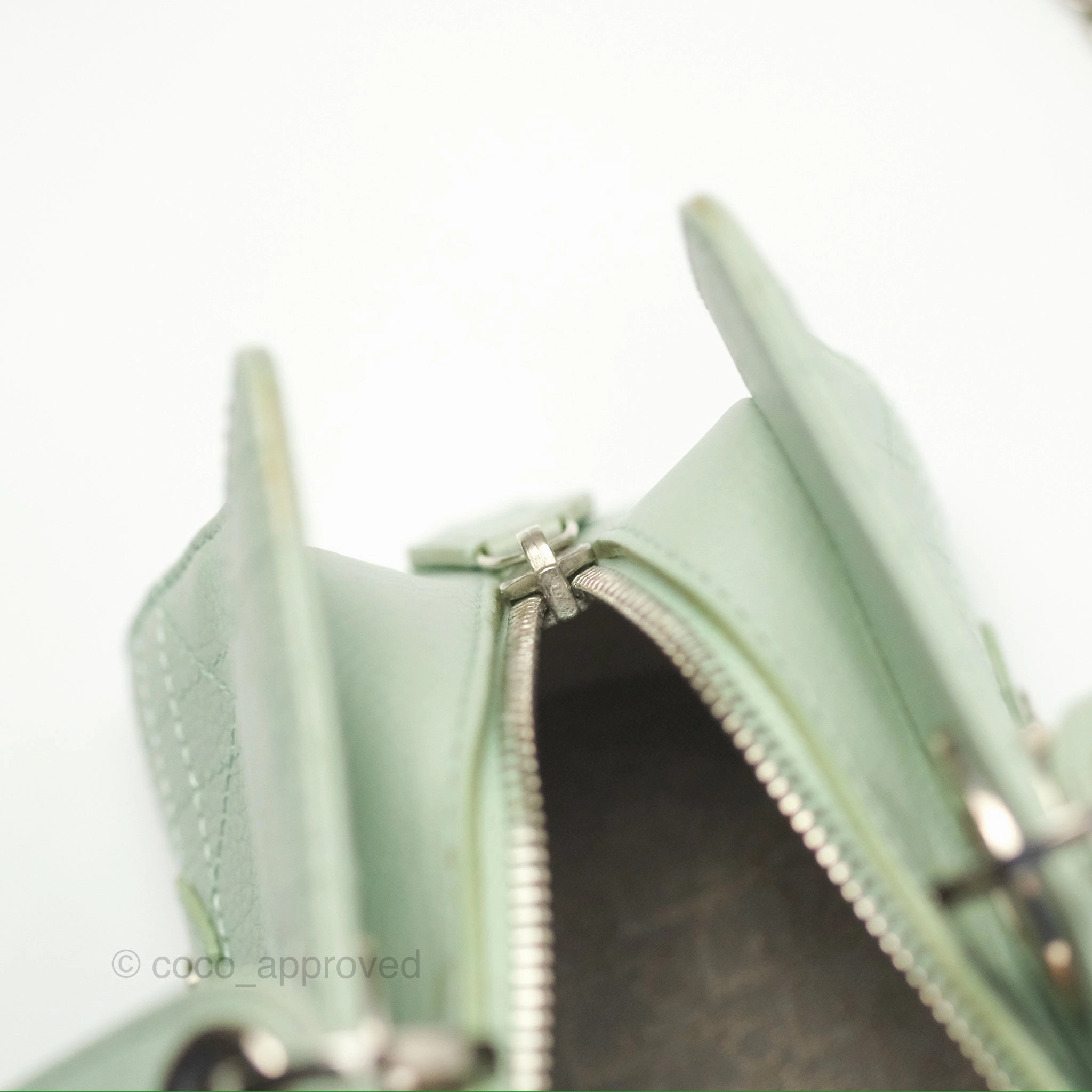 Dior East West Lady Dior Mint Green Calfskin Silver Hardware