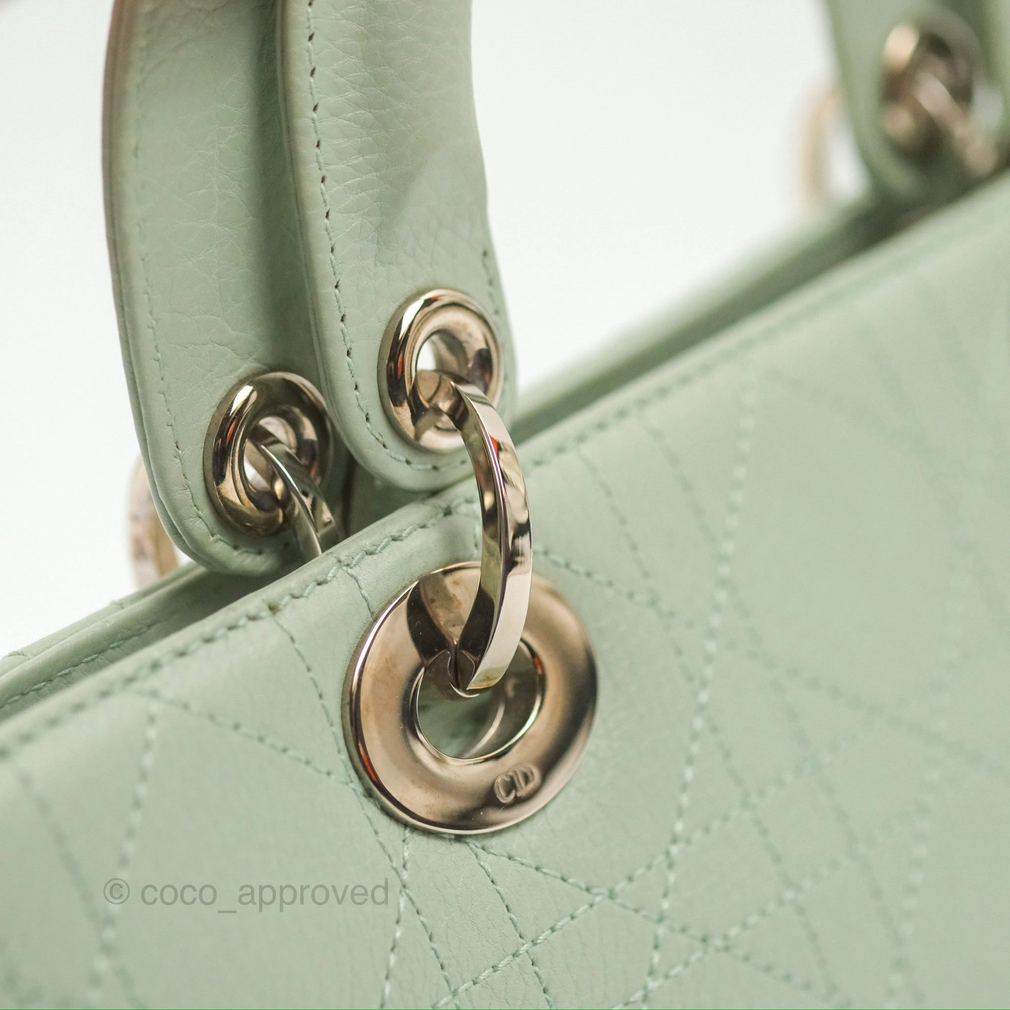 Dior East West Lady Dior Mint Green Calfskin Silver Hardware