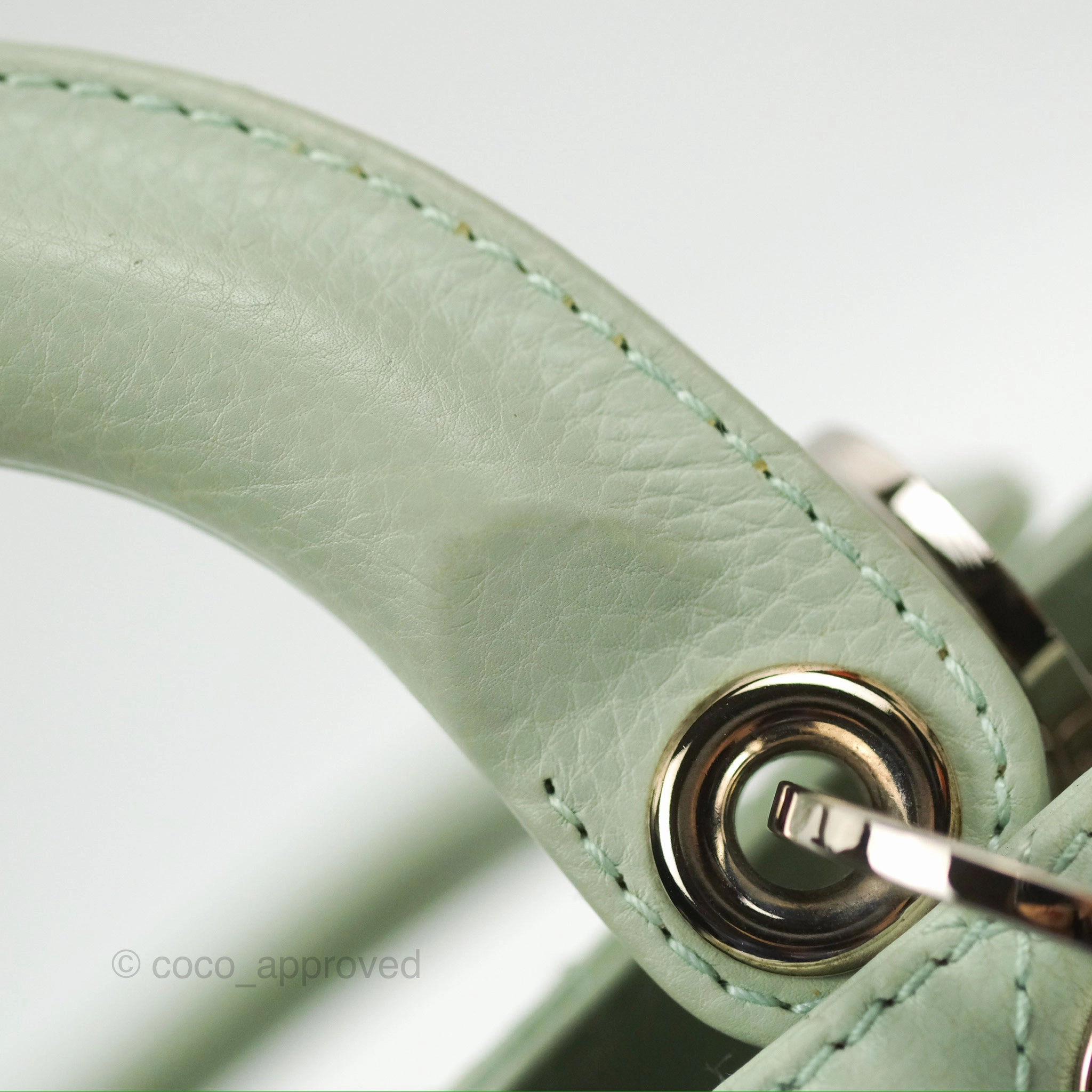 Dior East West Lady Dior Mint Green Calfskin Silver Hardware