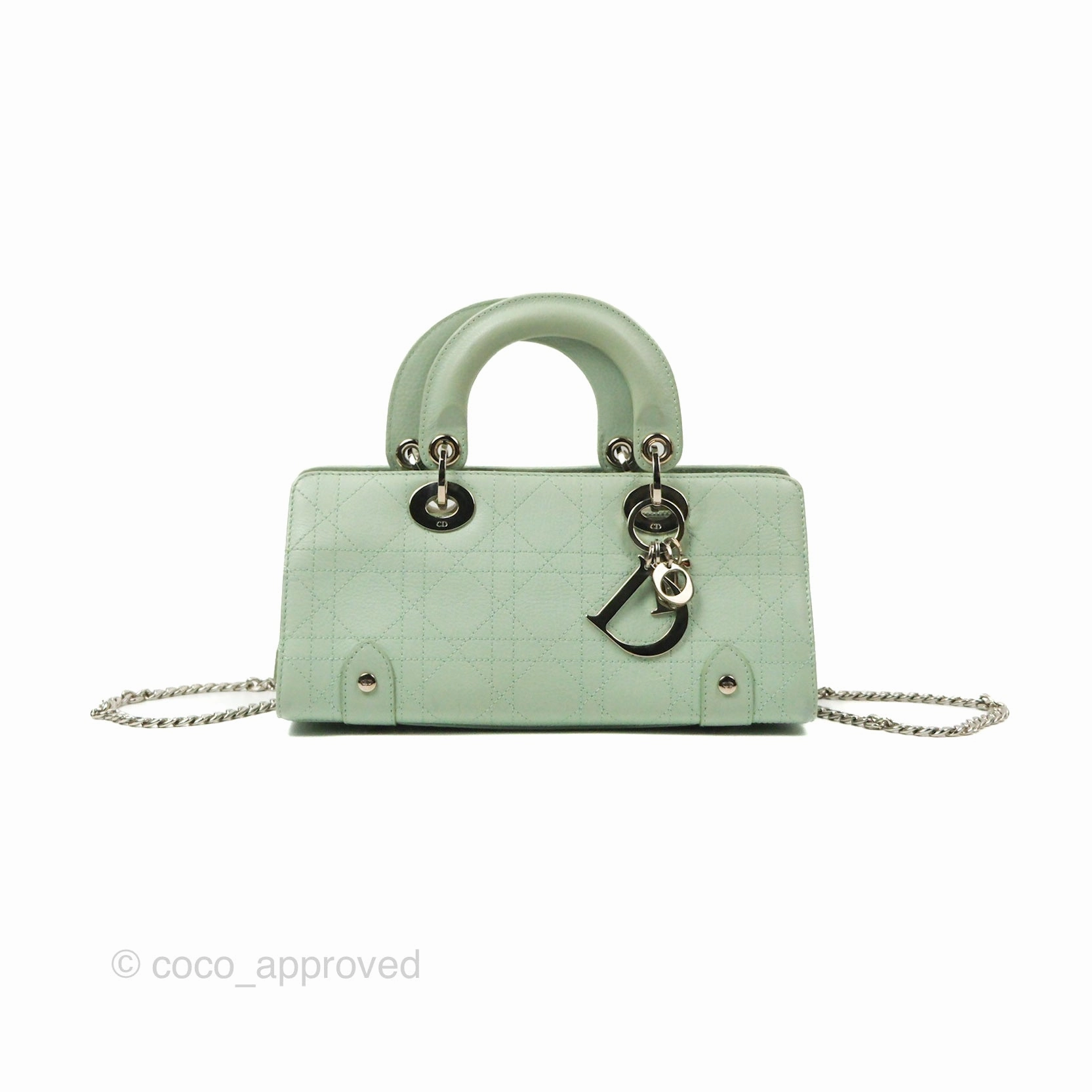 Dior East West Lady Dior Mint Green Calfskin Silver Hardware