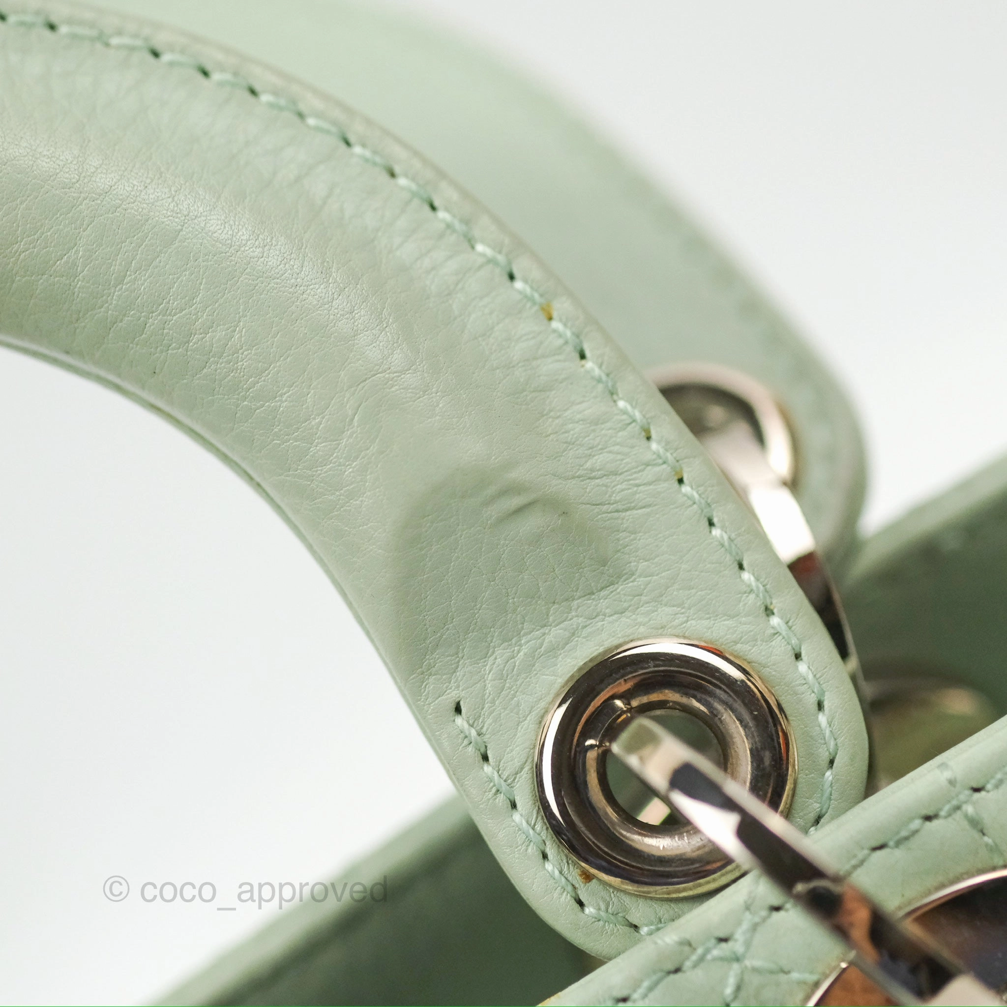 Dior East West Lady Dior Mint Green Calfskin Silver Hardware