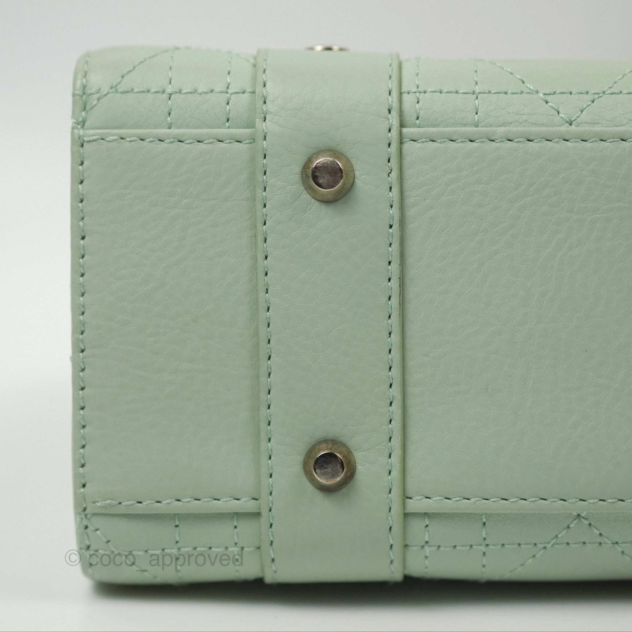 Dior East West Lady Dior Mint Green Calfskin Silver Hardware