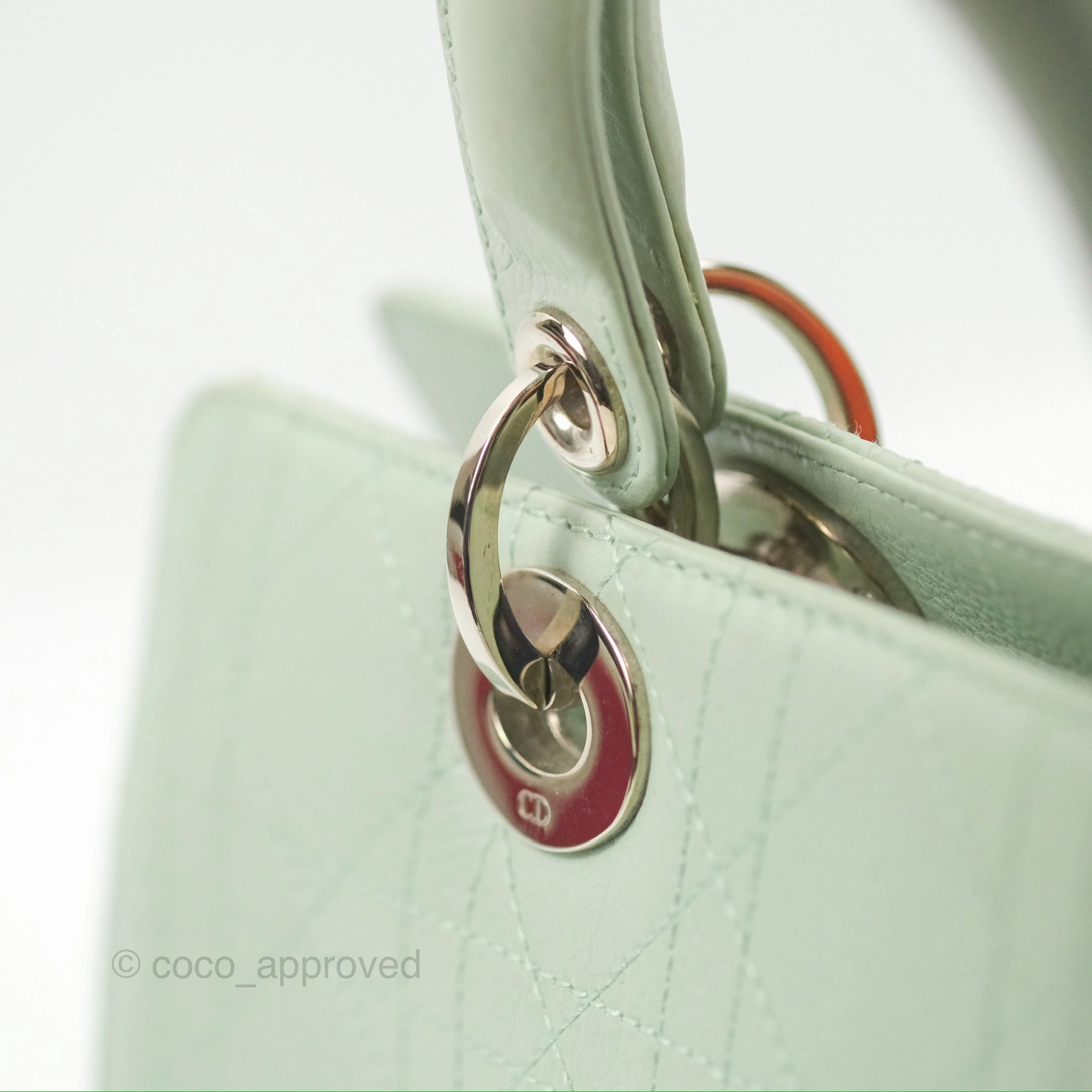 Dior East West Lady Dior Mint Green Calfskin Silver Hardware