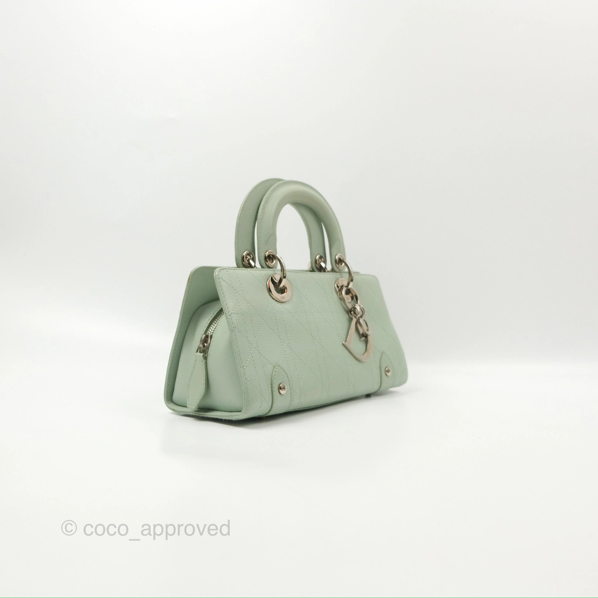 Dior East West Lady Dior Mint Green Calfskin Silver Hardware