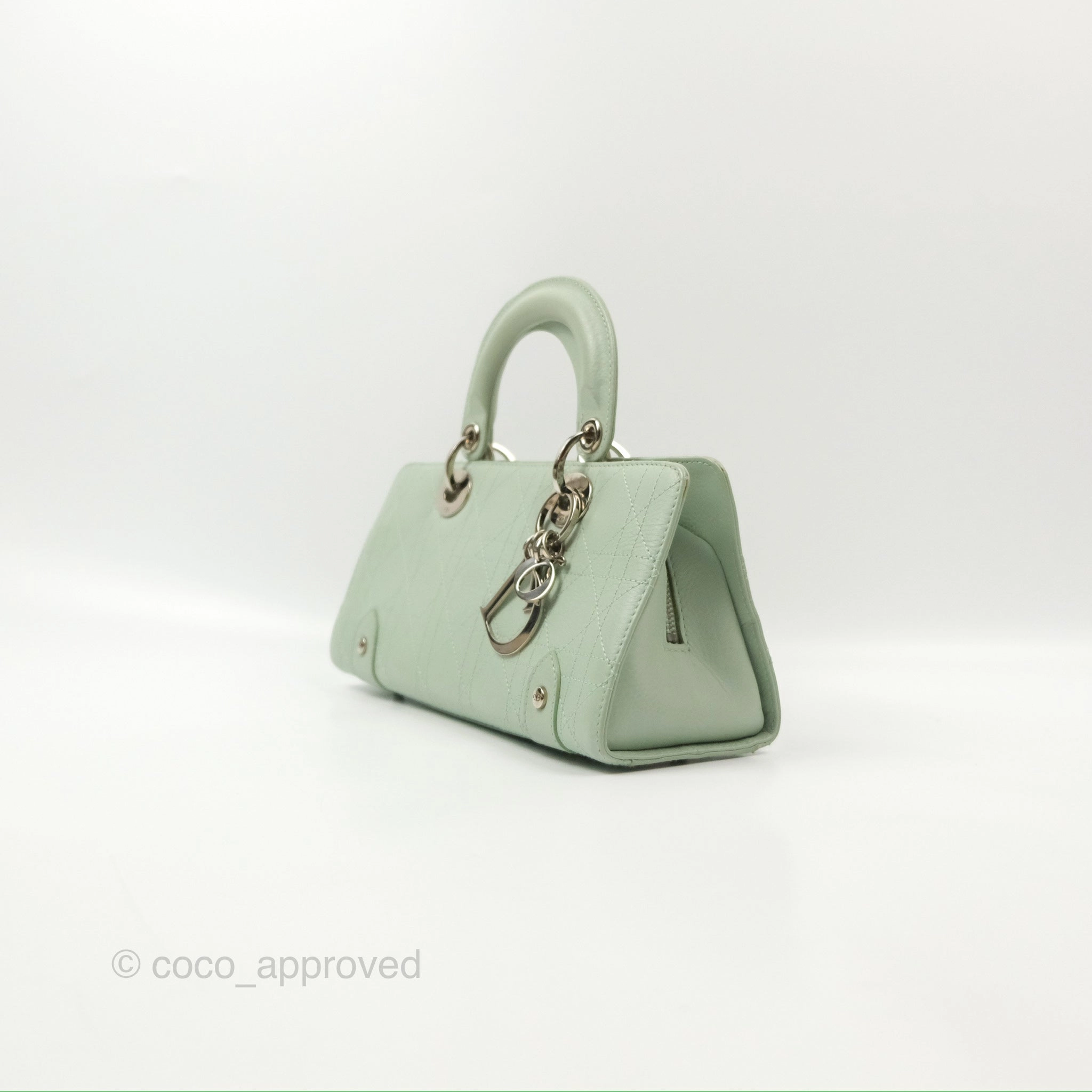 Dior East West Lady Dior Mint Green Calfskin Silver Hardware