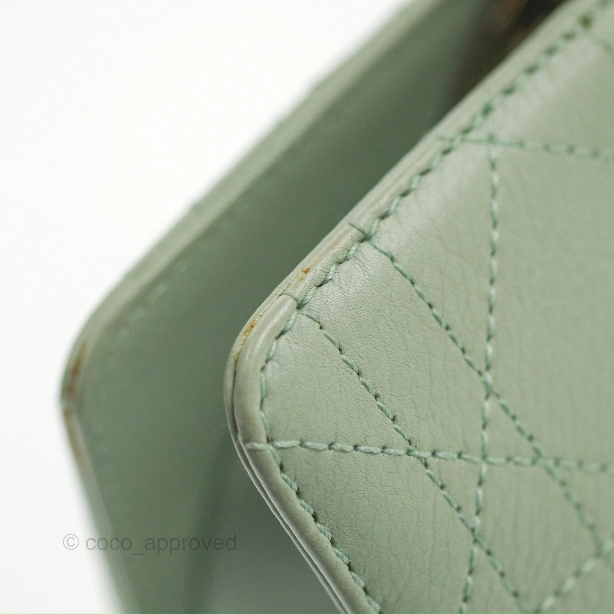Dior East West Lady Dior Mint Green Calfskin Silver Hardware