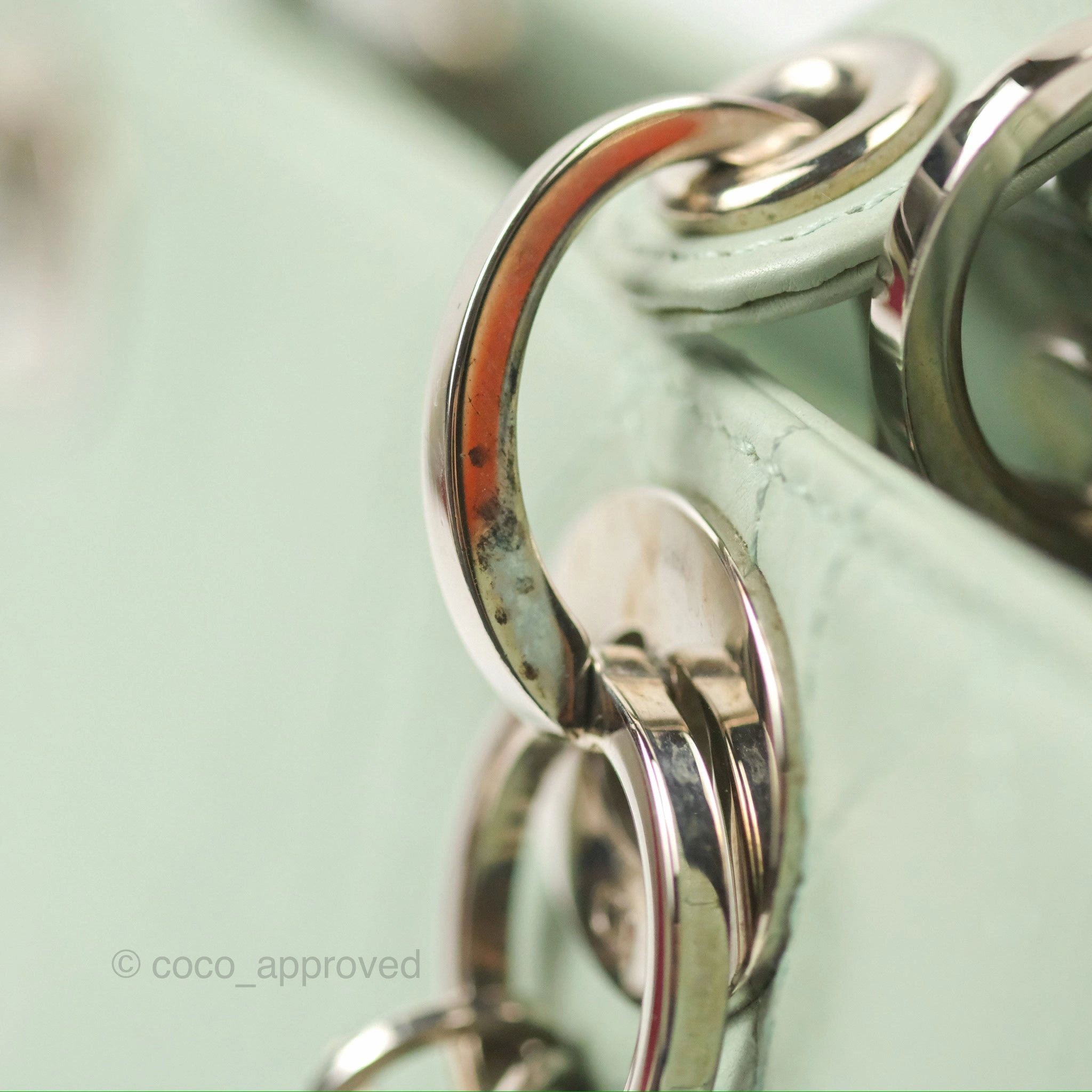 Dior East West Lady Dior Mint Green Calfskin Silver Hardware