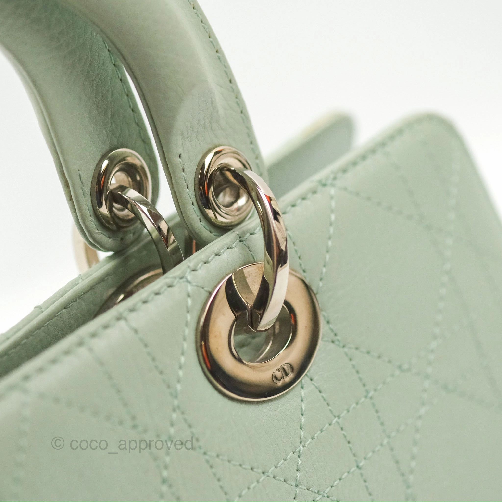 Dior East West Lady Dior Mint Green Calfskin Silver Hardware