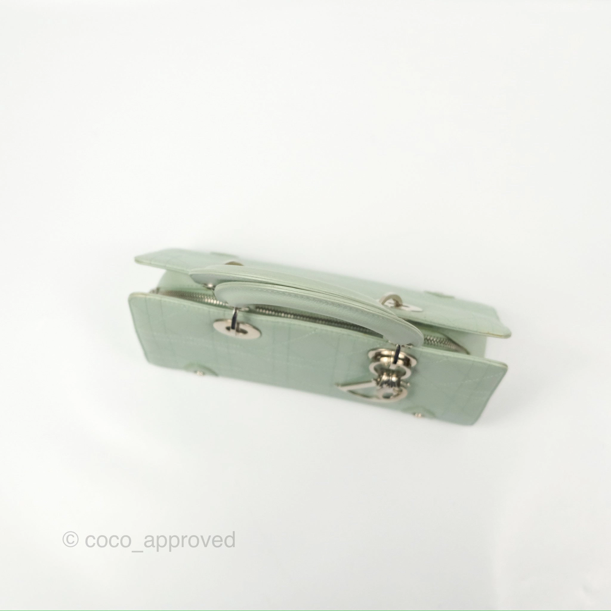 Dior East West Lady Dior Mint Green Calfskin Silver Hardware