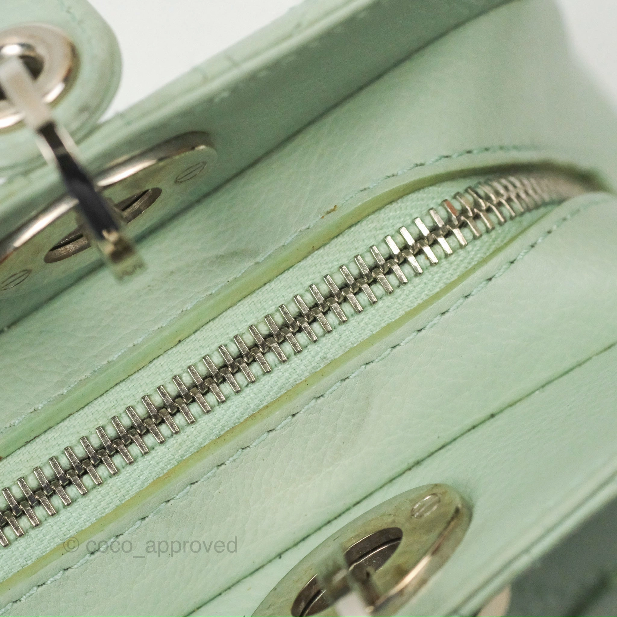 Dior East West Lady Dior Mint Green Calfskin Silver Hardware