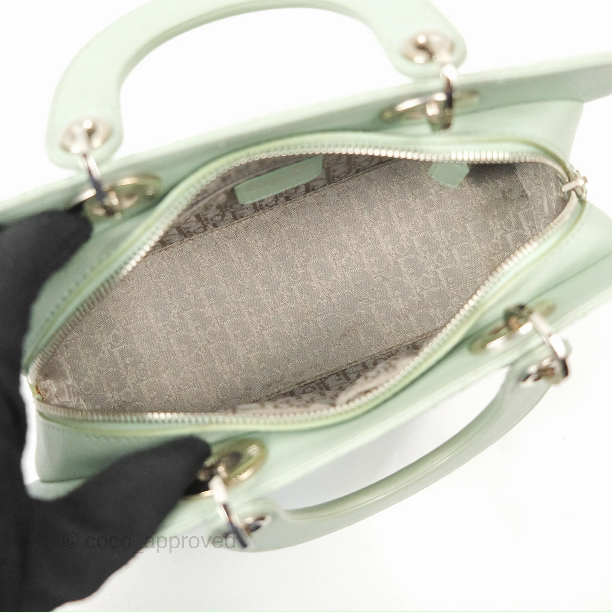 Dior East West Lady Dior Mint Green Calfskin Silver Hardware