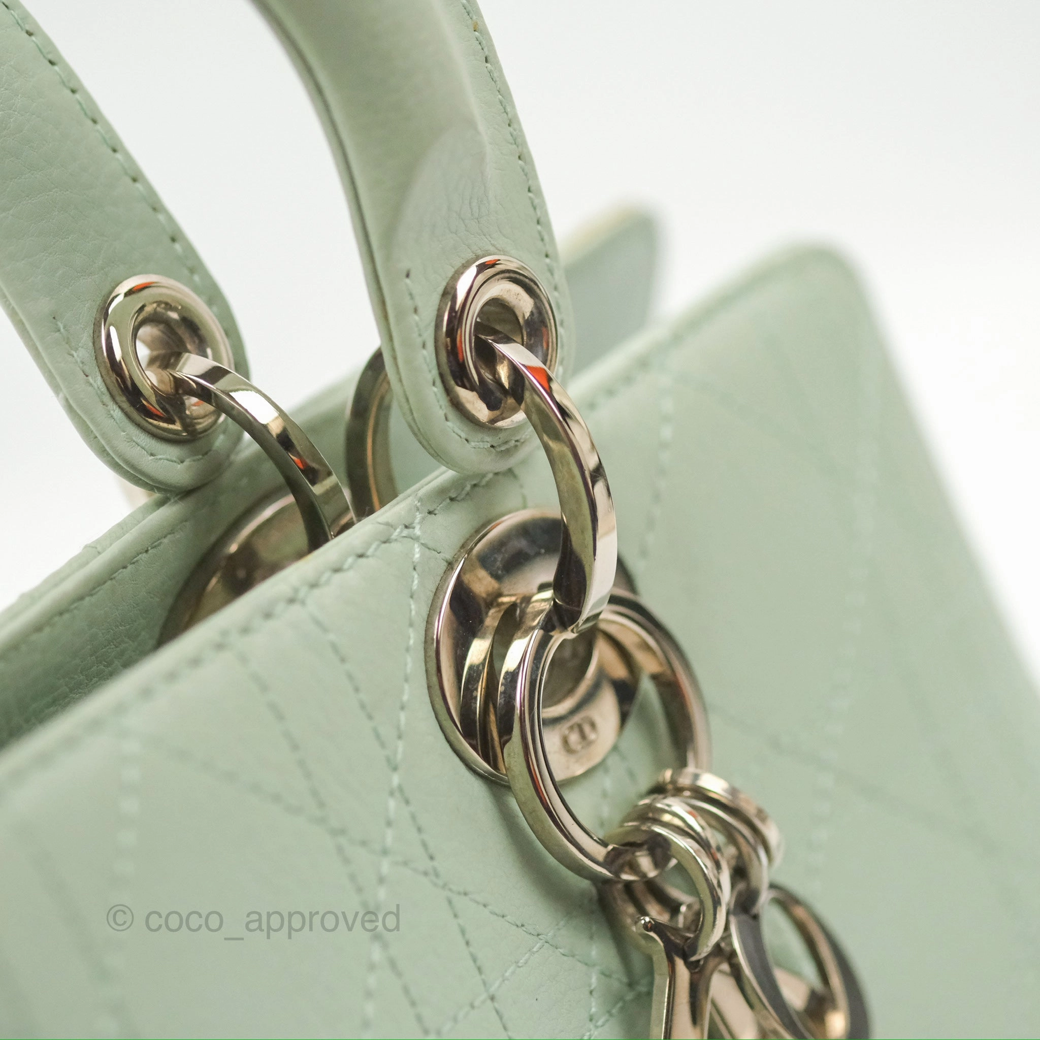 Dior East West Lady Dior Mint Green Calfskin Silver Hardware