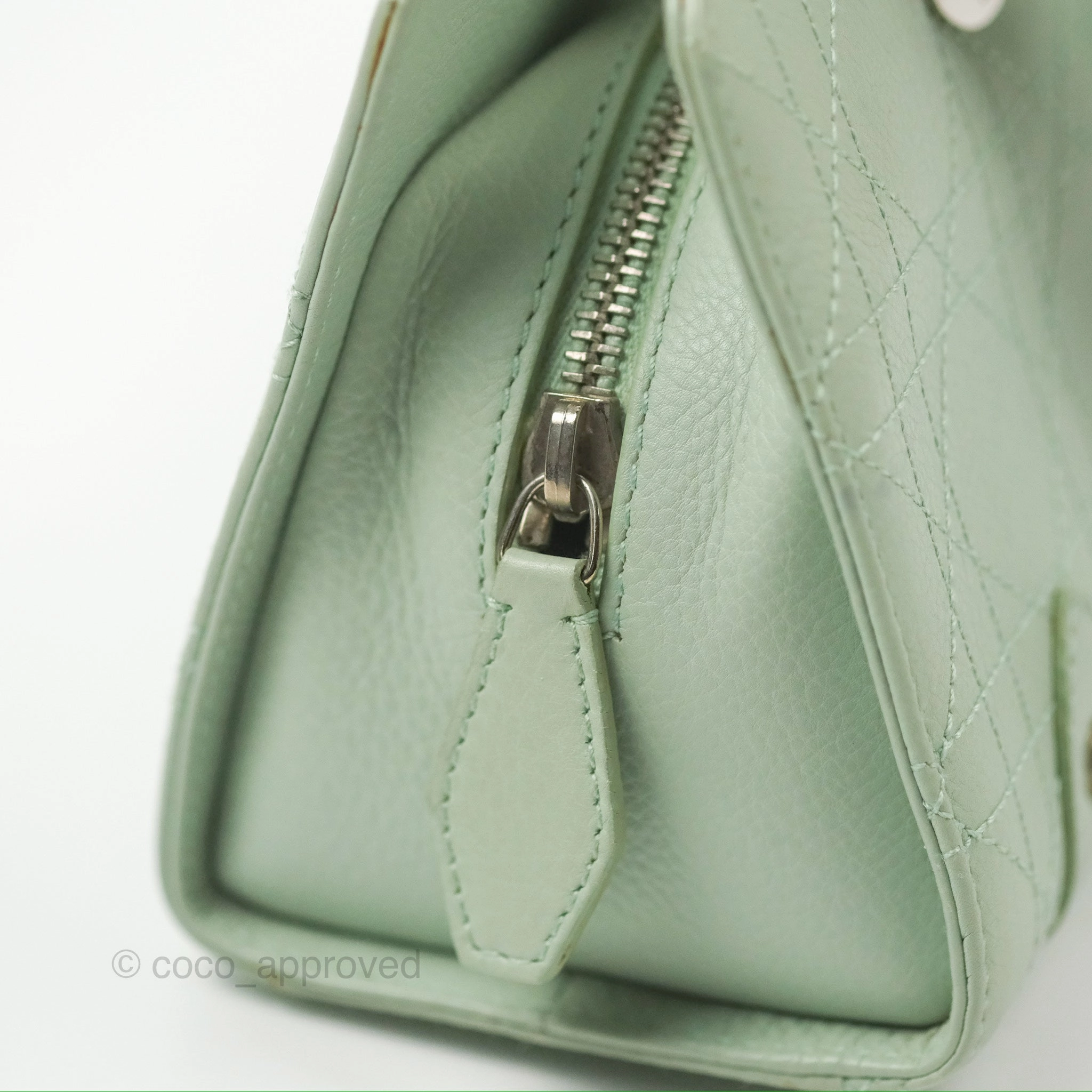 Dior East West Lady Dior Mint Green Calfskin Silver Hardware