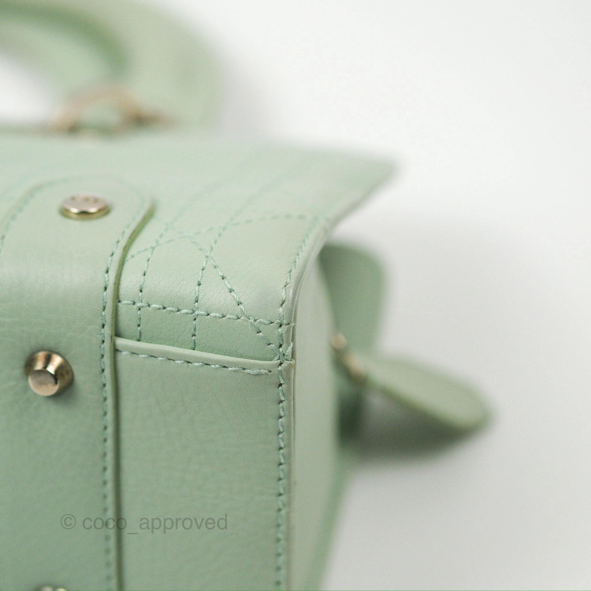 Dior East West Lady Dior Mint Green Calfskin Silver Hardware