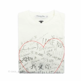 Dior Love T-shirt Off White Cotton and Linen Size M